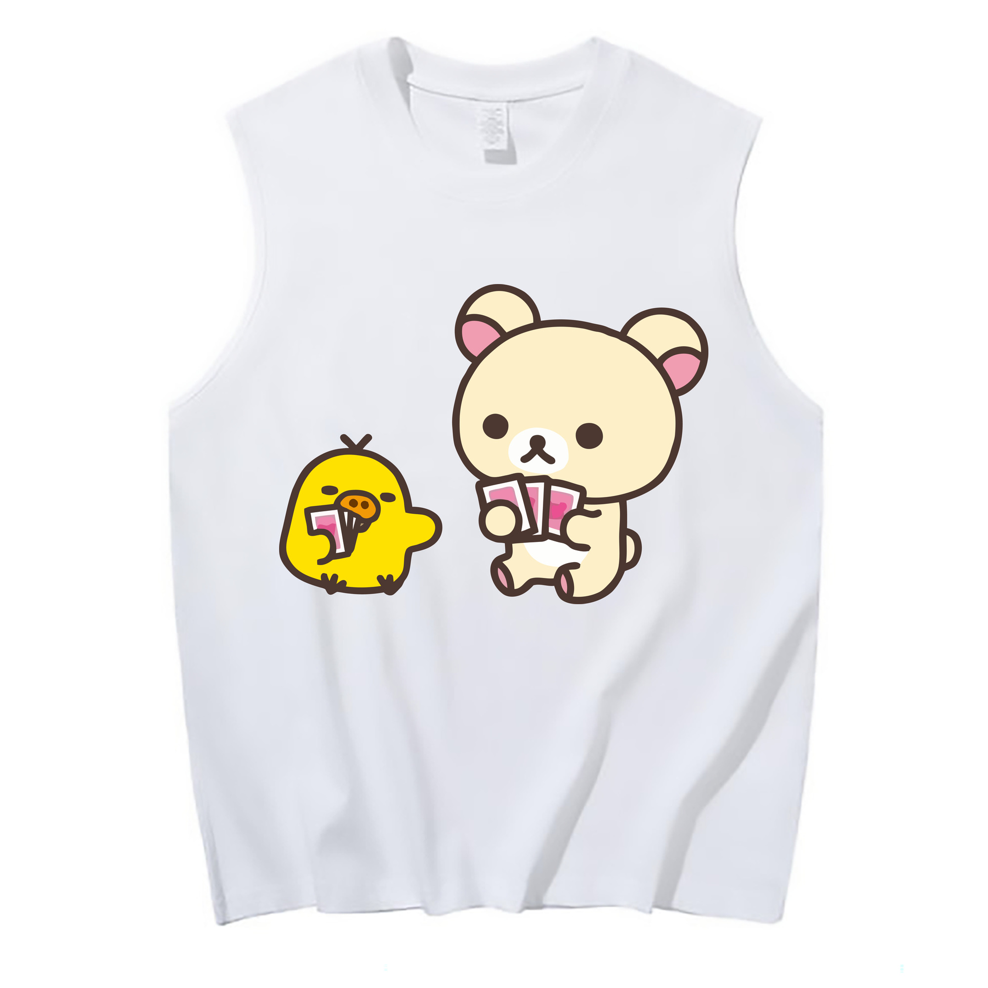 （画像用） リラックマ リラックマ キイロイトリ Rilakkuma Korilakkuma Kiiroitori コットン100％タンクトップ（フロントプリント）