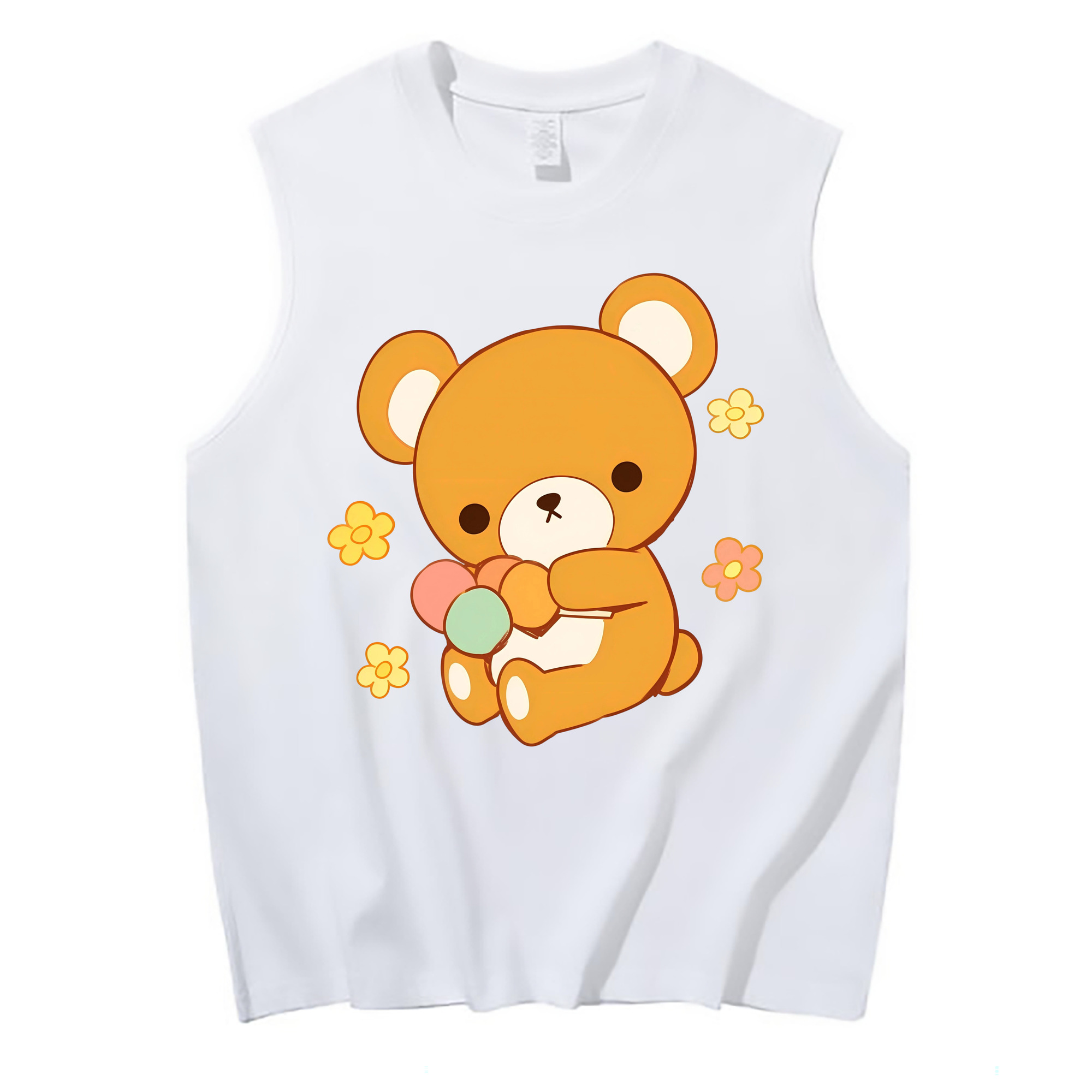 （画像用） リラックマ リラックマ キイロイトリ Rilakkuma Korilakkuma Kiiroitori コットン100％タンクトップ（フロントプリント）