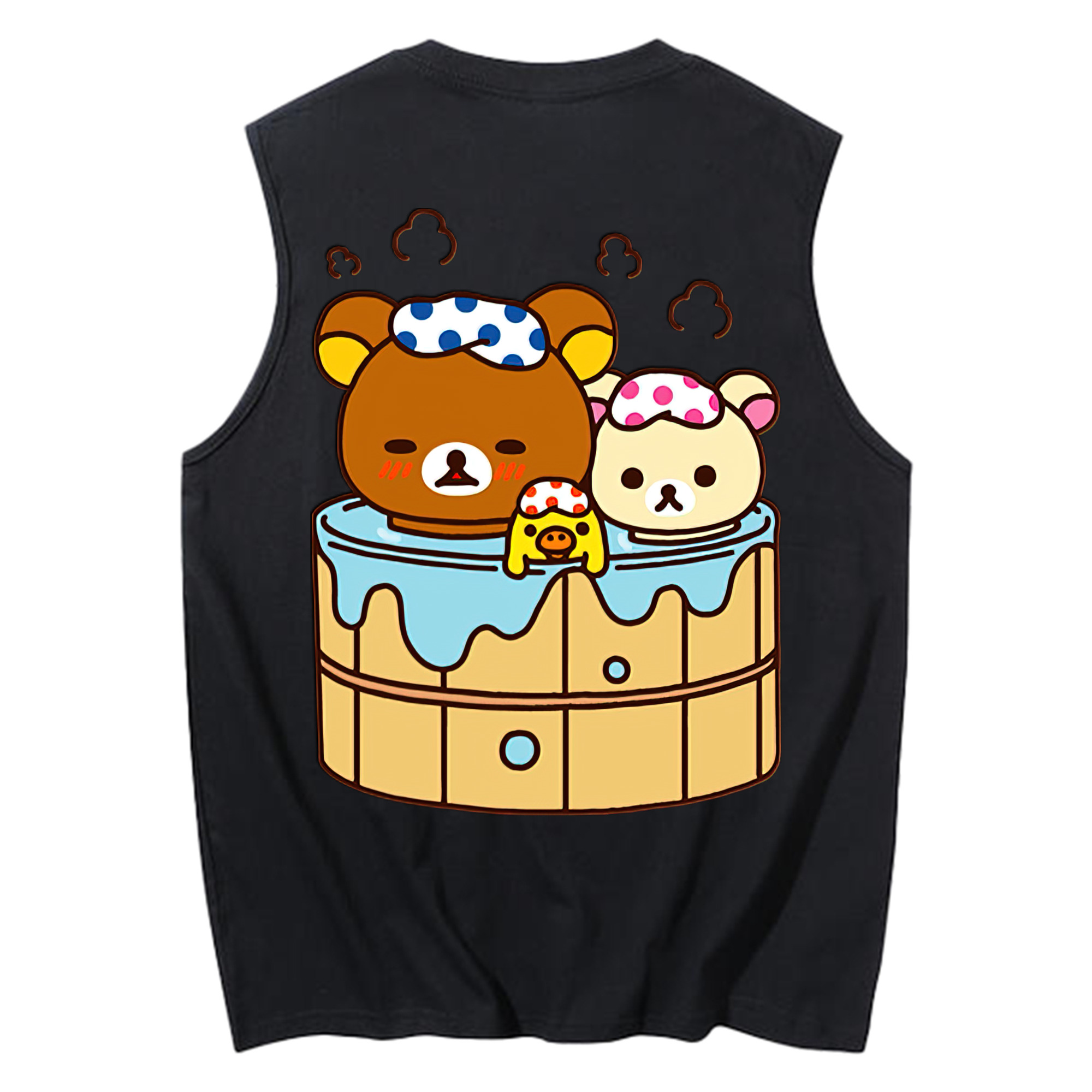 （画像用） リラックマ リラックマ キイロイトリ Rilakkuma Korilakkuma Kiiroitori コットン100％タンクトップ（背面プリント）