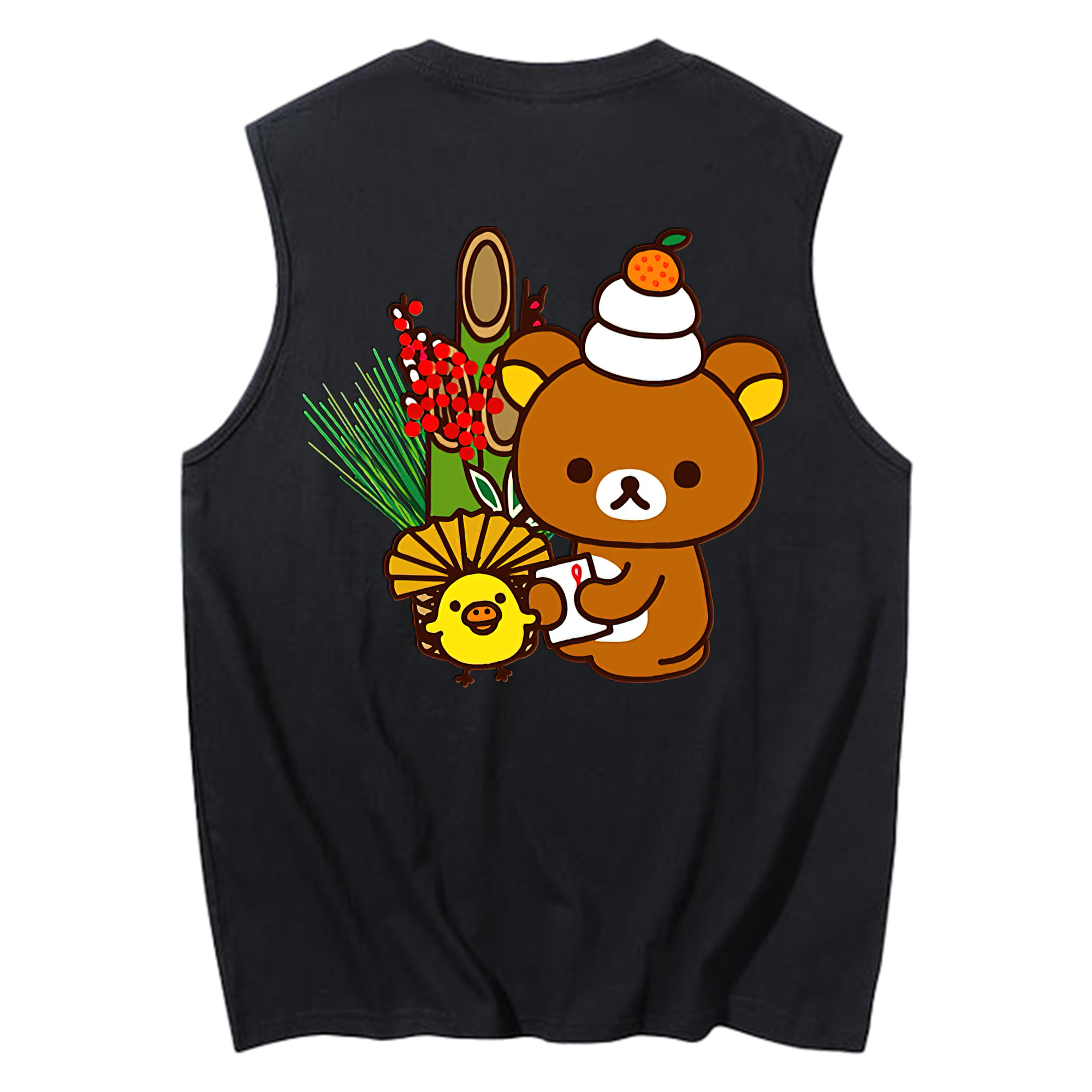 （画像用） リラックマ リラックマ キイロイトリ Rilakkuma Korilakkuma Kiiroitori コットン100％タンクトップ（背面プリント）