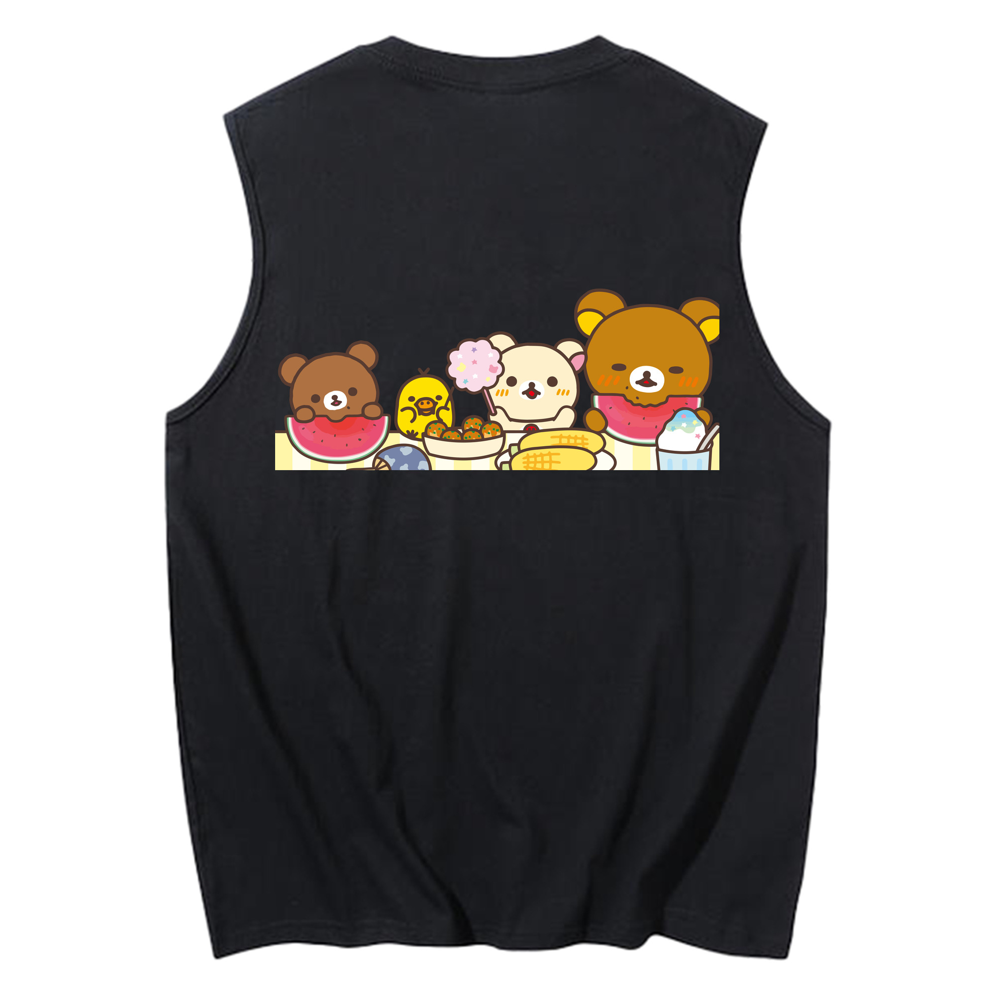 （画像用） リラックマ リラックマ キイロイトリ Rilakkuma Korilakkuma Kiiroitori コットン100％タンクトップ（背面プリント）