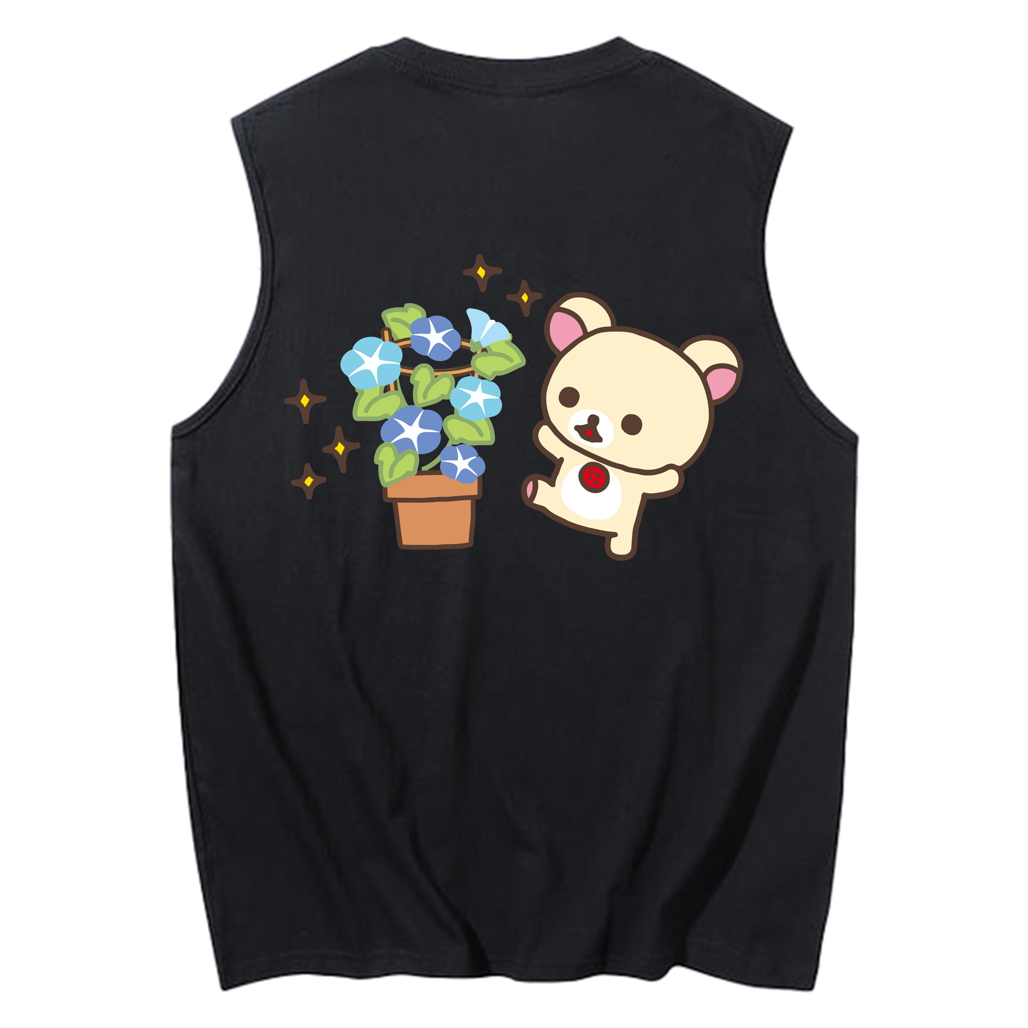 （画像用） リラックマ リラックマ キイロイトリ Rilakkuma Korilakkuma Kiiroitori コットン100％タンクトップ（背面プリント）