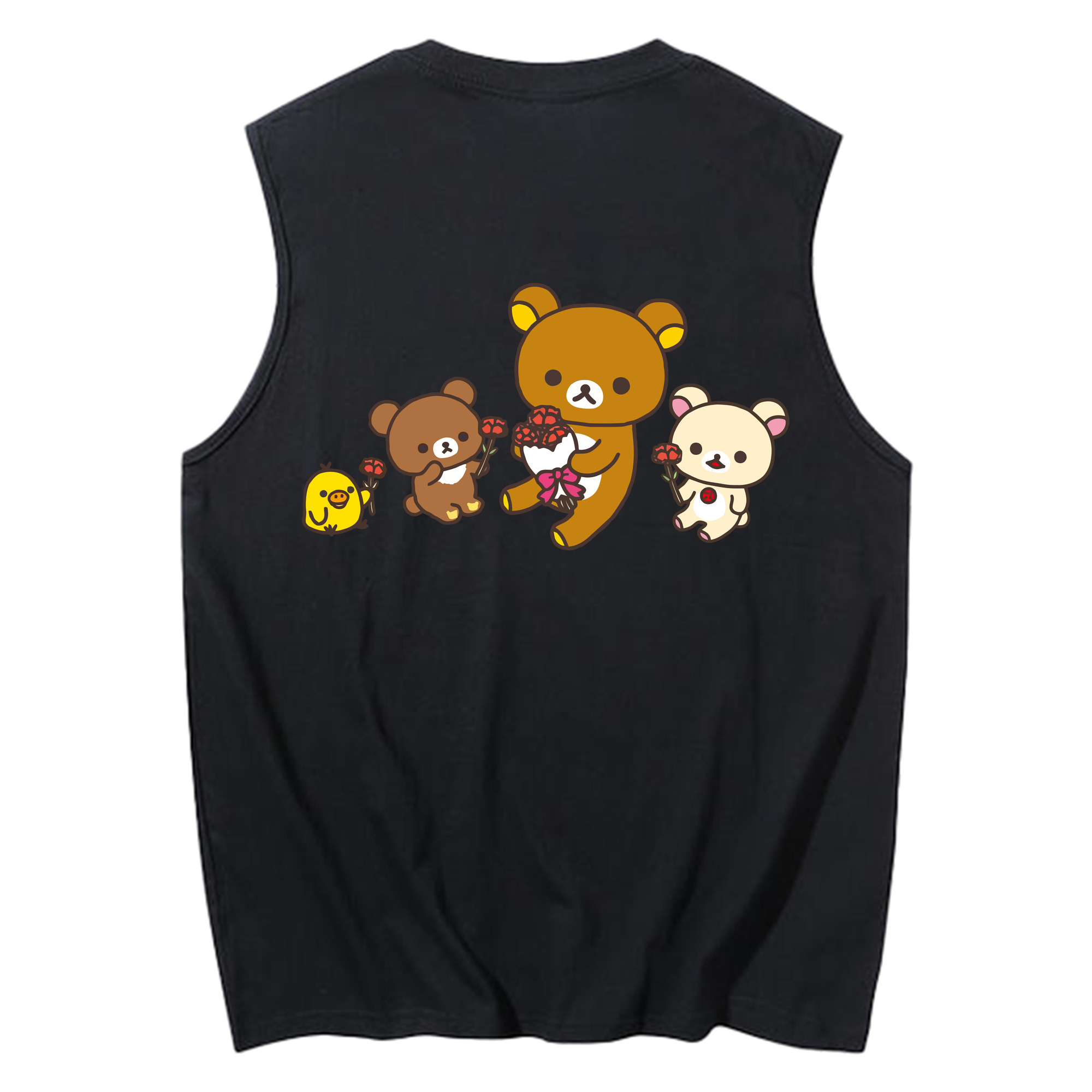 （画像用） リラックマ リラックマ キイロイトリ Rilakkuma Korilakkuma Kiiroitori コットン100％タンクトップ（背面プリント）