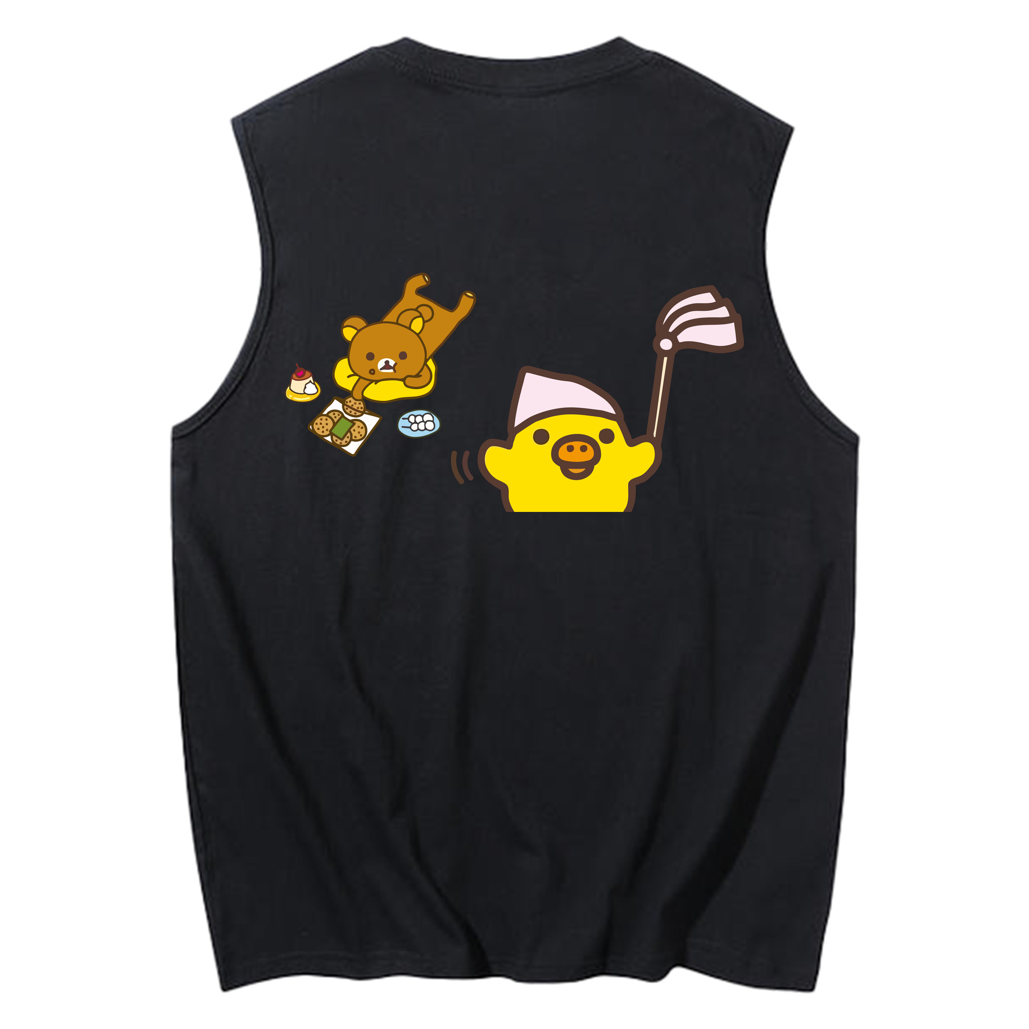 （画像用） リラックマ リラックマ キイロイトリ Rilakkuma Korilakkuma Kiiroitori コットン100％タンクトップ（背面プリント）