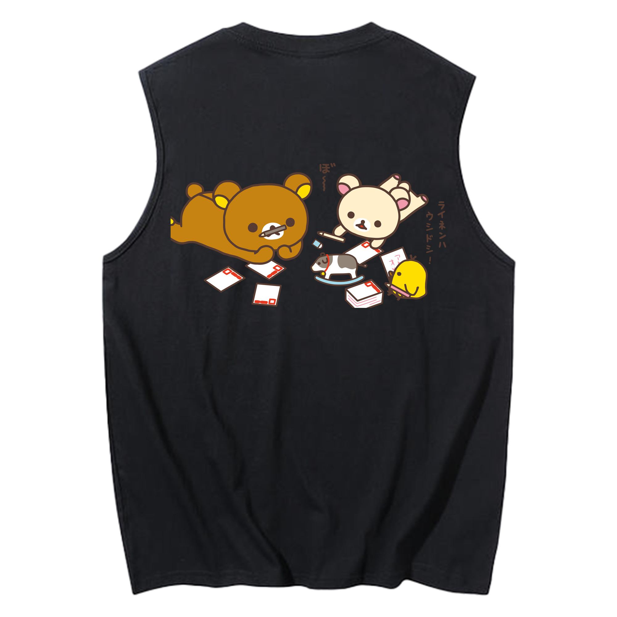 （画像用） リラックマ リラックマ キイロイトリ Rilakkuma Korilakkuma Kiiroitori コットン100％タンクトップ（背面プリント）