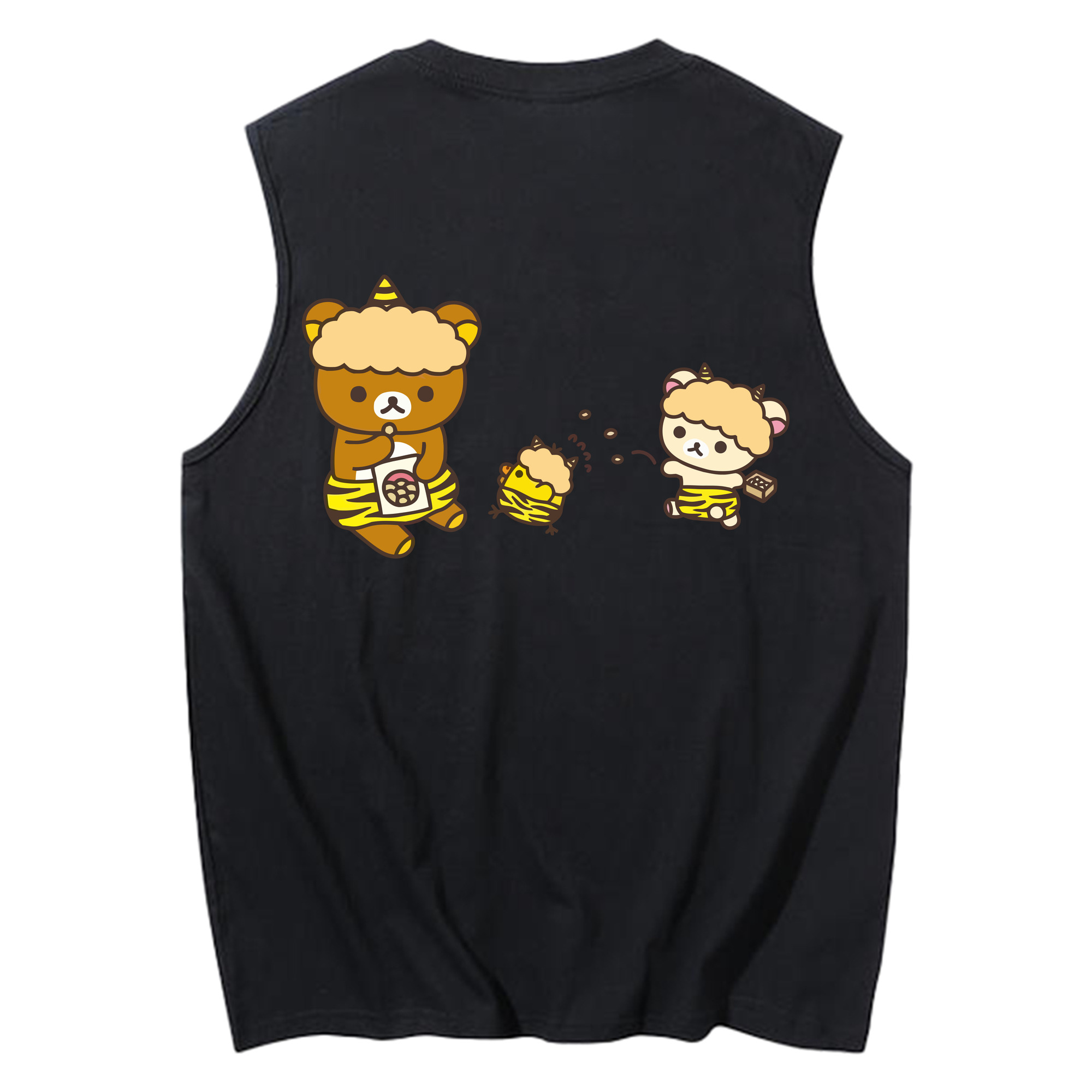 （画像用） リラックマ リラックマ キイロイトリ Rilakkuma Korilakkuma Kiiroitori コットン100％タンクトップ（背面プリント）