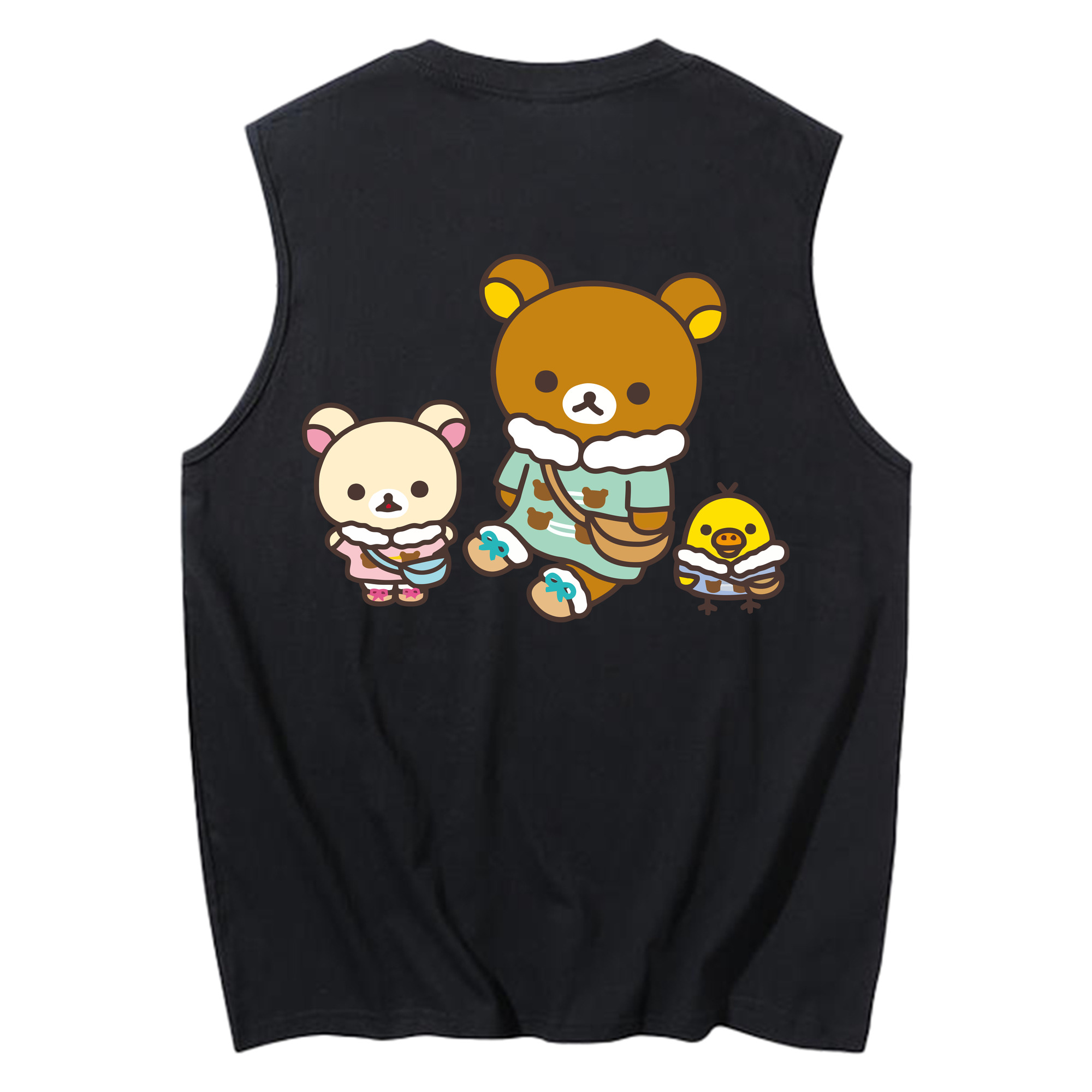 （画像用） リラックマ リラックマ キイロイトリ Rilakkuma Korilakkuma Kiiroitori コットン100％タンクトップ（背面プリント）