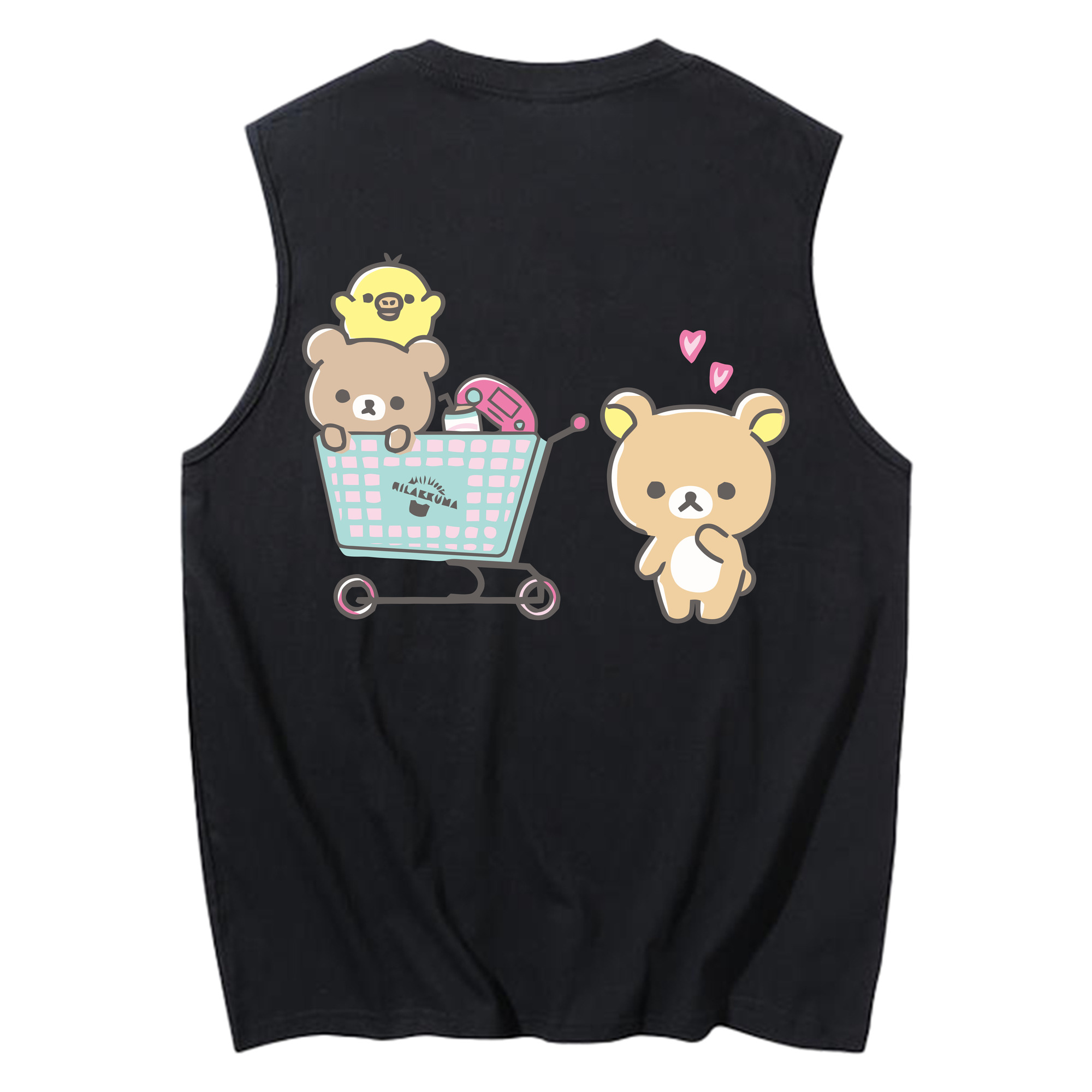 （画像用） リラックマ リラックマ キイロイトリ Rilakkuma Korilakkuma Kiiroitori コットン100％タンクトップ（背面プリント）