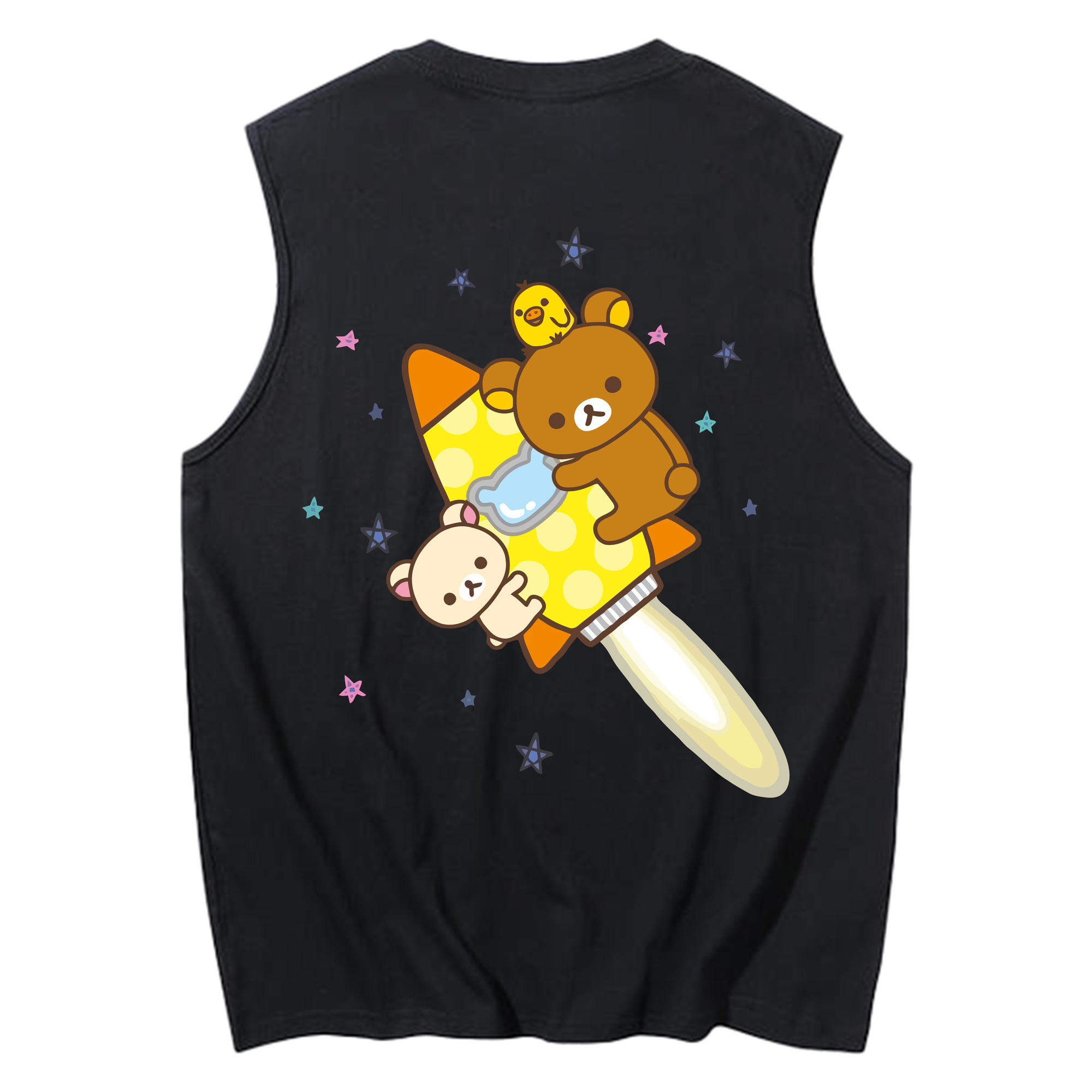 （画像用） リラックマ リラックマ キイロイトリ Rilakkuma Korilakkuma Kiiroitori コットン100％タンクトップ（背面プリント）