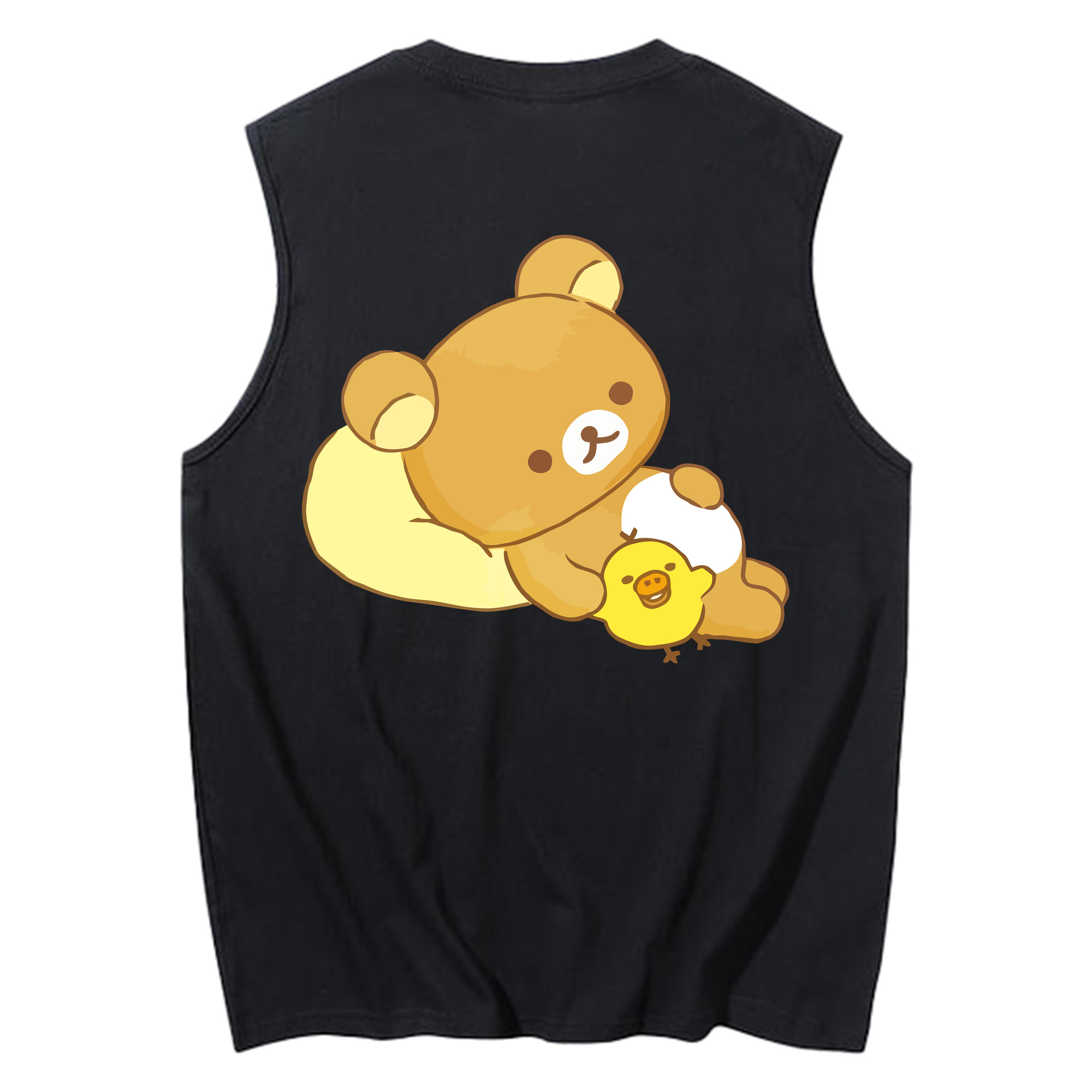 （画像用） リラックマ リラックマ キイロイトリ Rilakkuma Korilakkuma Kiiroitori コットン100％タンクトップ（背面プリント）