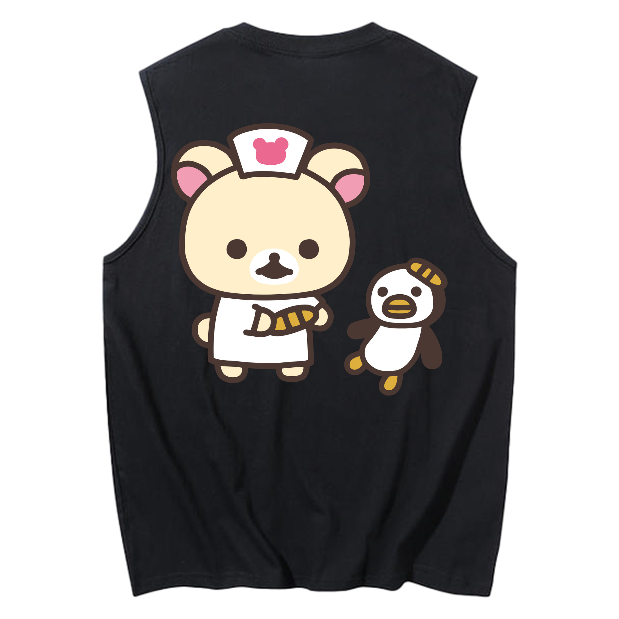（画像用） リラックマ リラックマ キイロイトリ Rilakkuma Korilakkuma Kiiroitori コットン100％タンクトップ（背面プリント）