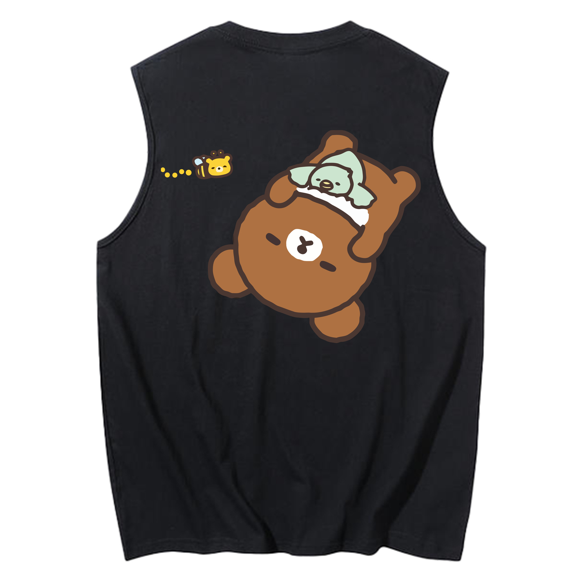 （画像用） リラックマ リラックマ キイロイトリ Rilakkuma Korilakkuma Kiiroitori コットン100％タンクトップ（背面プリント）
