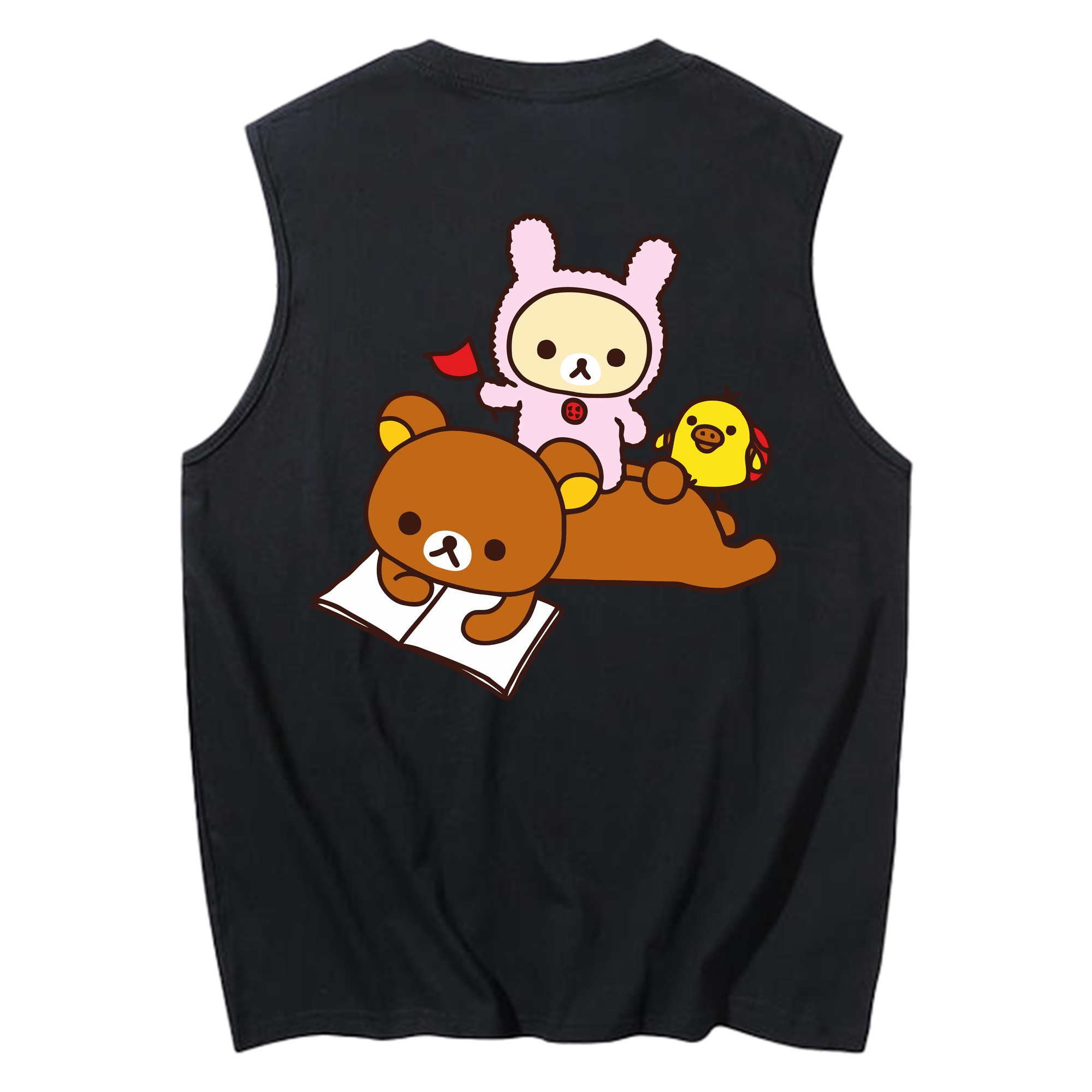 （画像用） リラックマ リラックマ キイロイトリ Rilakkuma Korilakkuma Kiiroitori コットン100％タンクトップ（背面プリント）