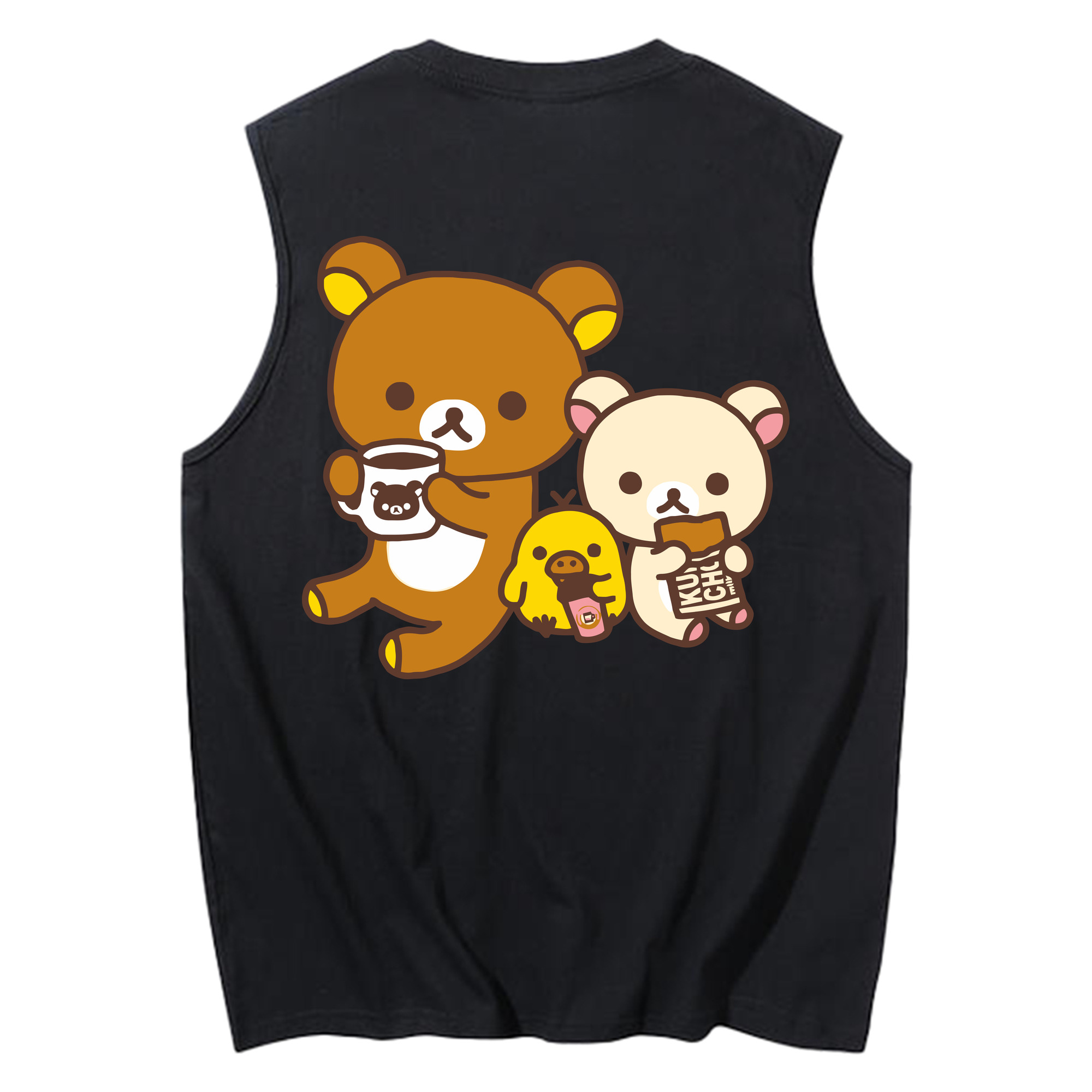 （画像用） リラックマ リラックマ キイロイトリ Rilakkuma Korilakkuma Kiiroitori コットン100％タンクトップ（背面プリント）