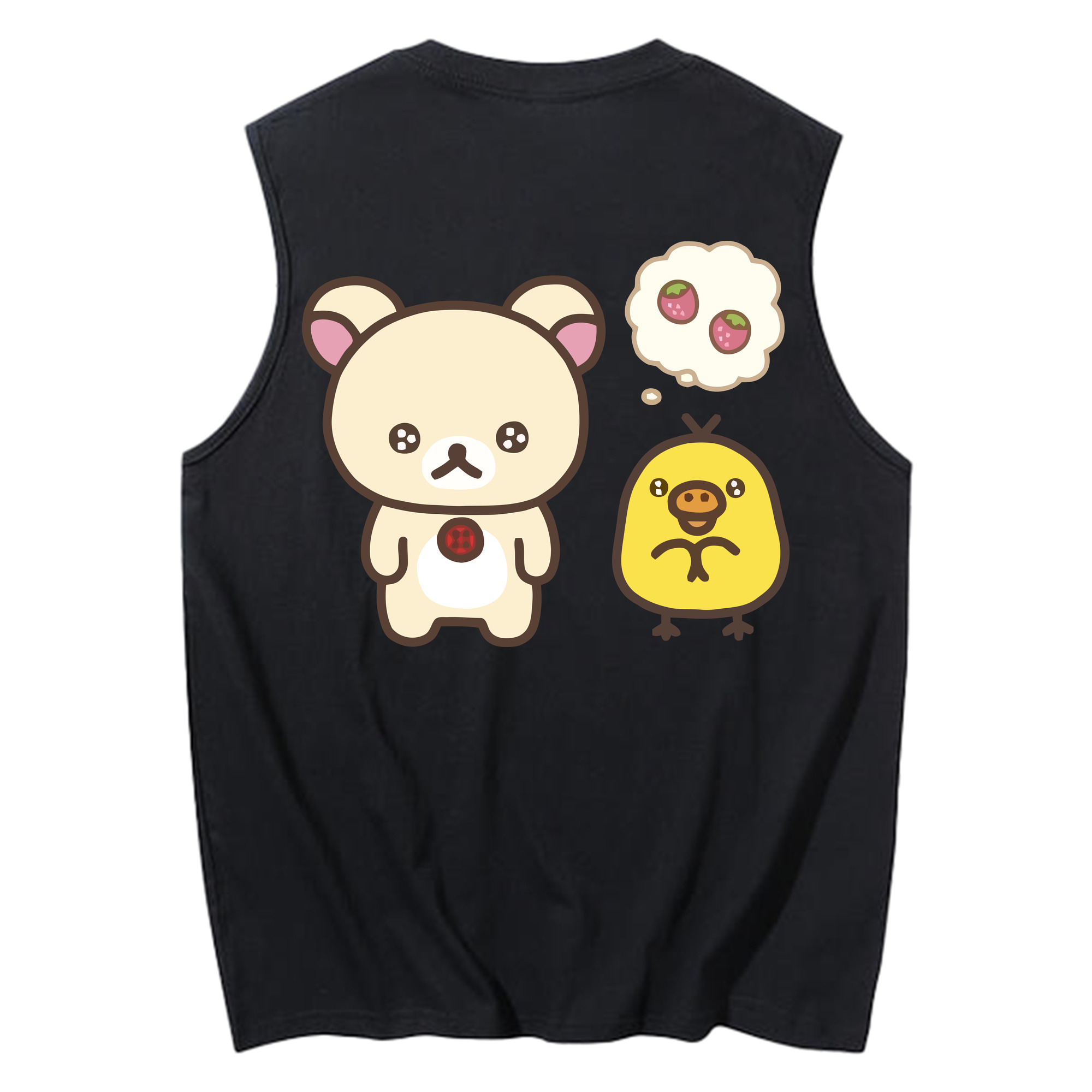 （画像用） リラックマ リラックマ キイロイトリ Rilakkuma Korilakkuma Kiiroitori コットン100％タンクトップ（背面プリント）