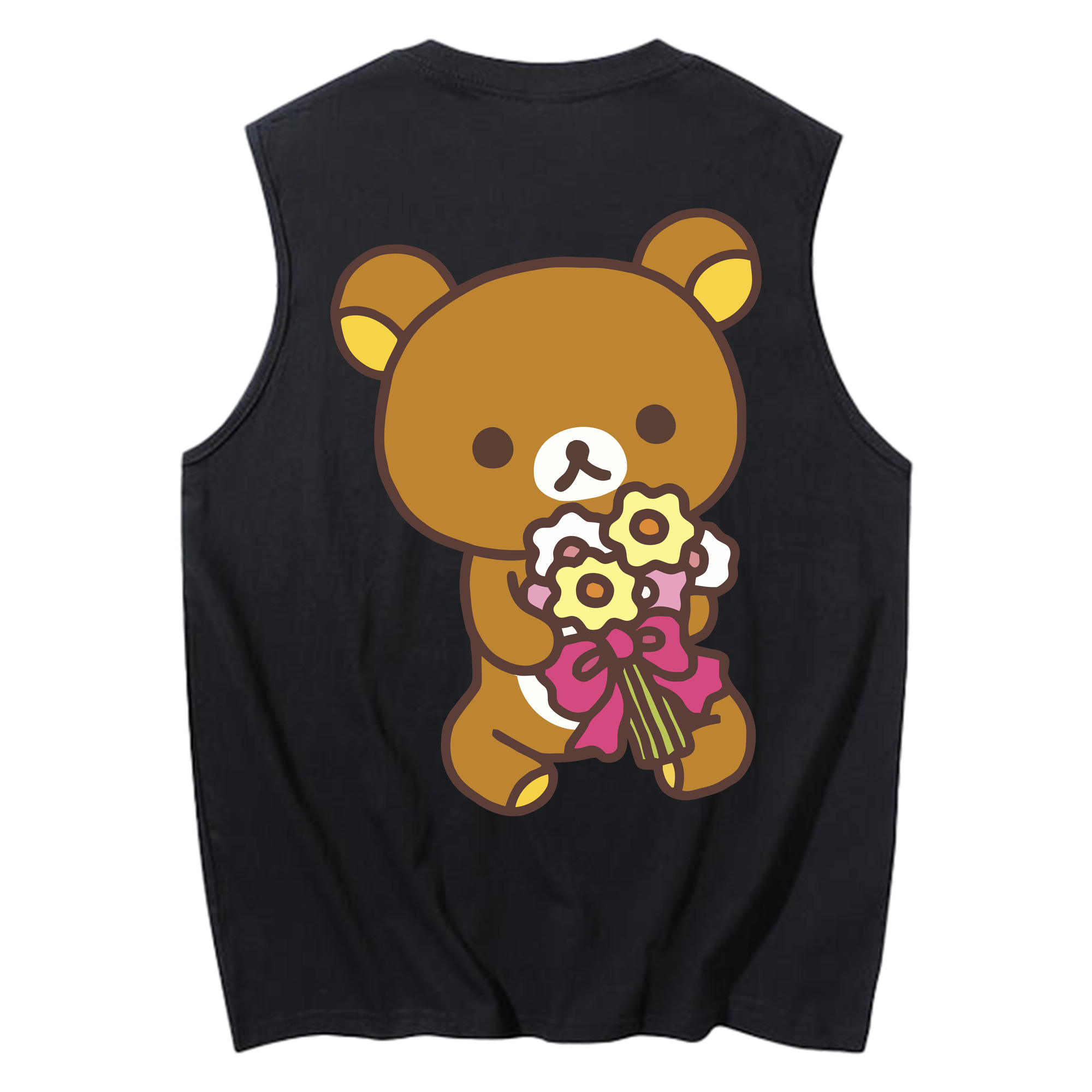 （画像用） リラックマ リラックマ キイロイトリ Rilakkuma Korilakkuma Kiiroitori コットン100％タンクトップ（背面プリント）