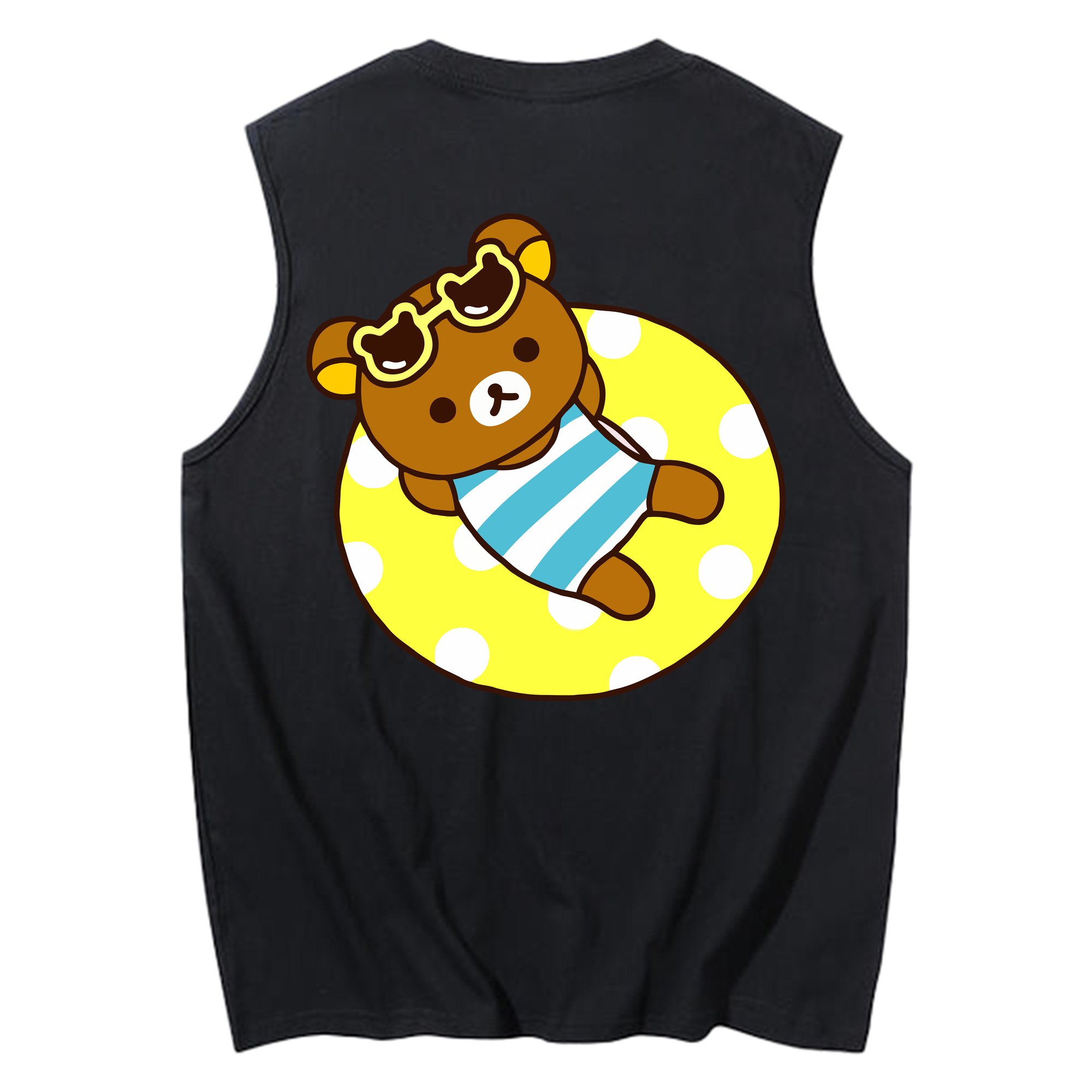 （画像用） リラックマ リラックマ キイロイトリ Rilakkuma Korilakkuma Kiiroitori コットン100％タンクトップ（背面プリント）