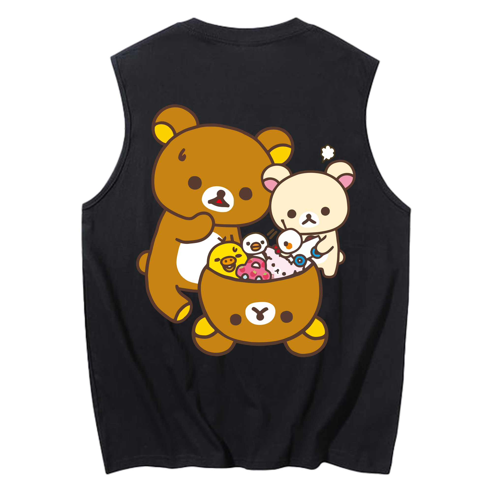 （画像用） リラックマ リラックマ キイロイトリ Rilakkuma Korilakkuma Kiiroitori コットン100％タンクトップ（背面プリント）