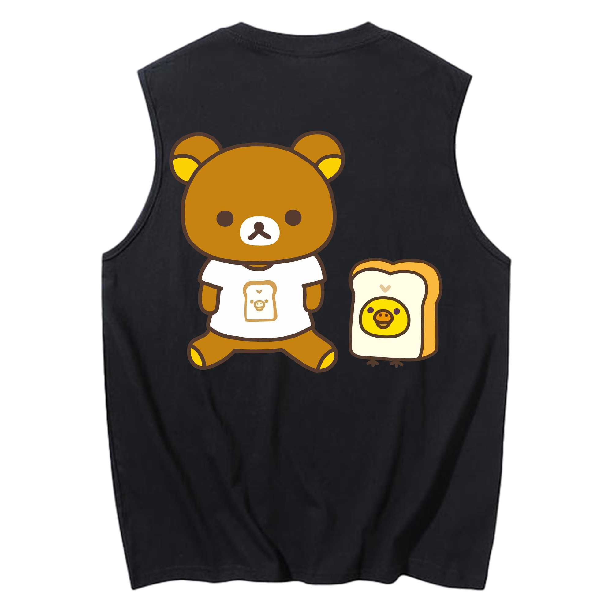 （画像用） リラックマ リラックマ キイロイトリ Rilakkuma Korilakkuma Kiiroitori コットン100％タンクトップ（背面プリント）