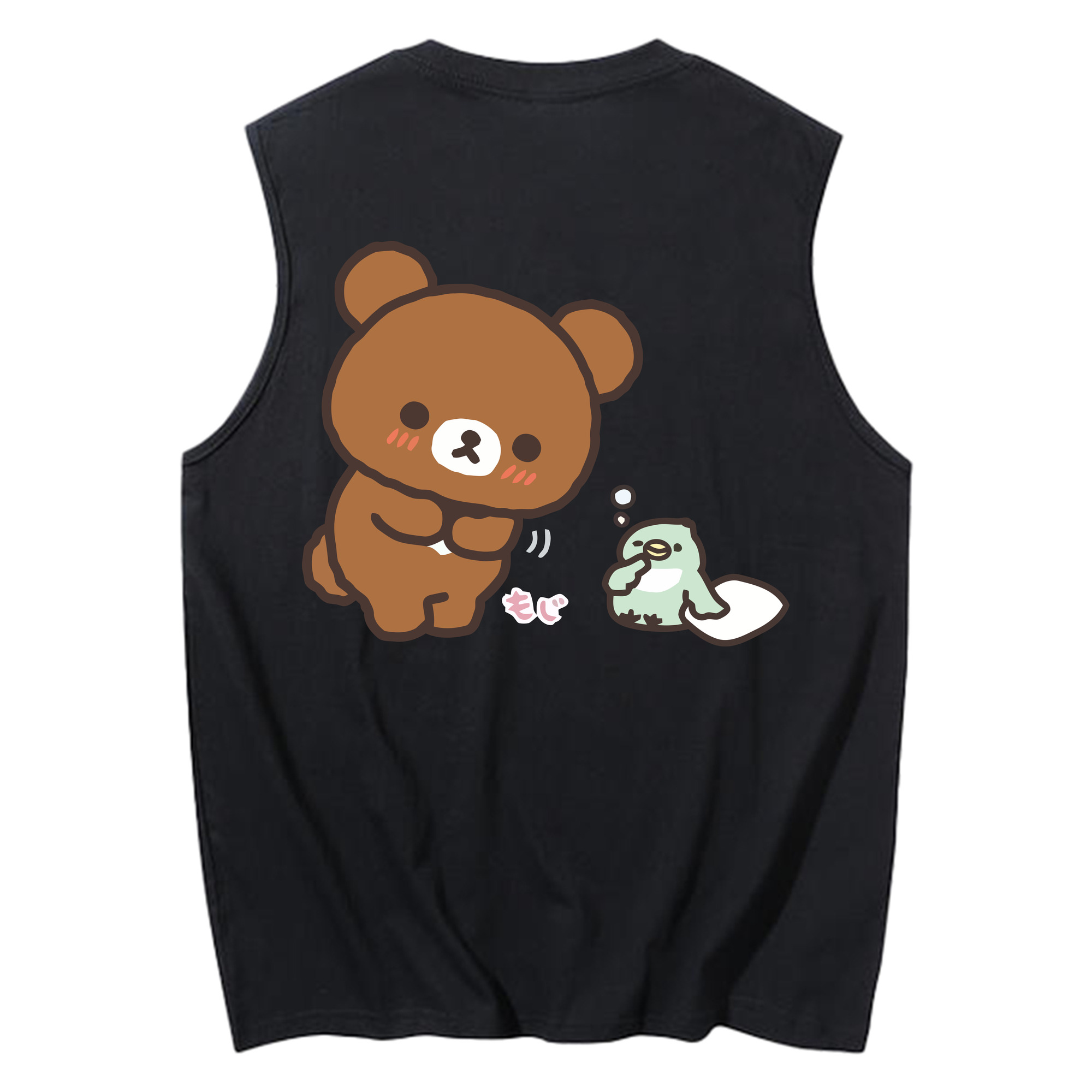 （画像用） リラックマ リラックマ キイロイトリ Rilakkuma Korilakkuma Kiiroitori コットン100％タンクトップ（背面プリント）