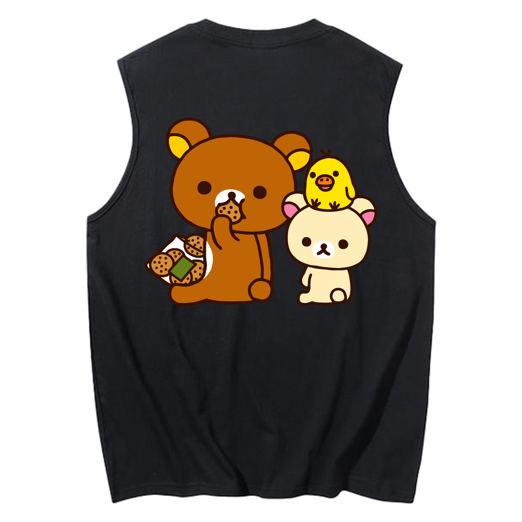（画像用） リラックマ リラックマ キイロイトリ Rilakkuma Korilakkuma Kiiroitori コットン100％タンクトップ（背面プリント）