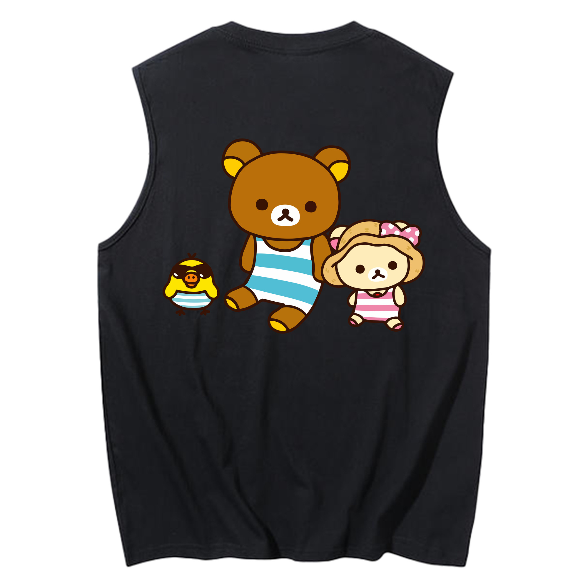 （画像用） リラックマ リラックマ キイロイトリ Rilakkuma Korilakkuma Kiiroitori コットン100％タンクトップ（背面プリント）