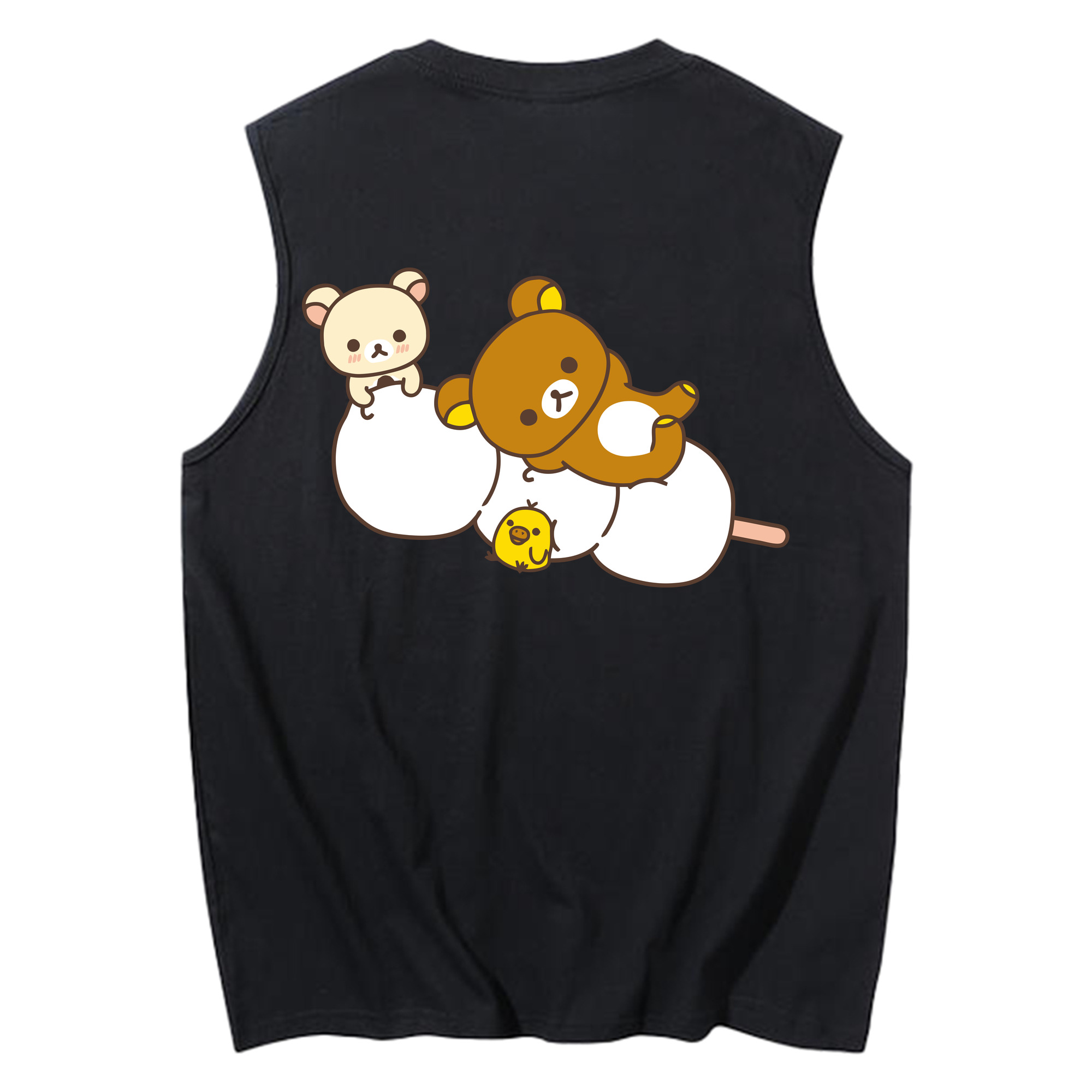 （画像用） リラックマ リラックマ キイロイトリ Rilakkuma Korilakkuma Kiiroitori コットン100％タンクトップ（背面プリント）