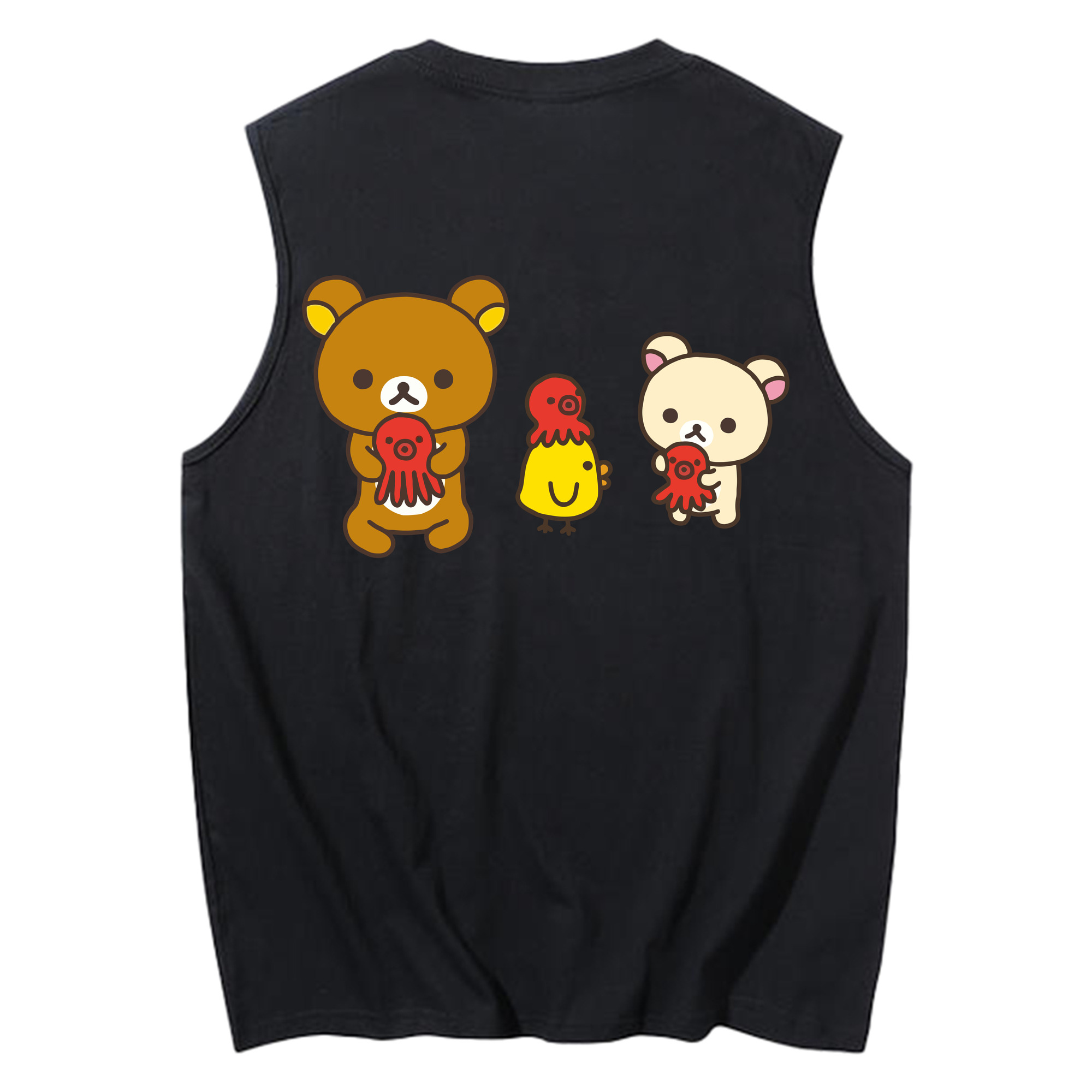 （画像用） リラックマ リラックマ キイロイトリ Rilakkuma Korilakkuma Kiiroitori コットン100％タンクトップ（背面プリント）