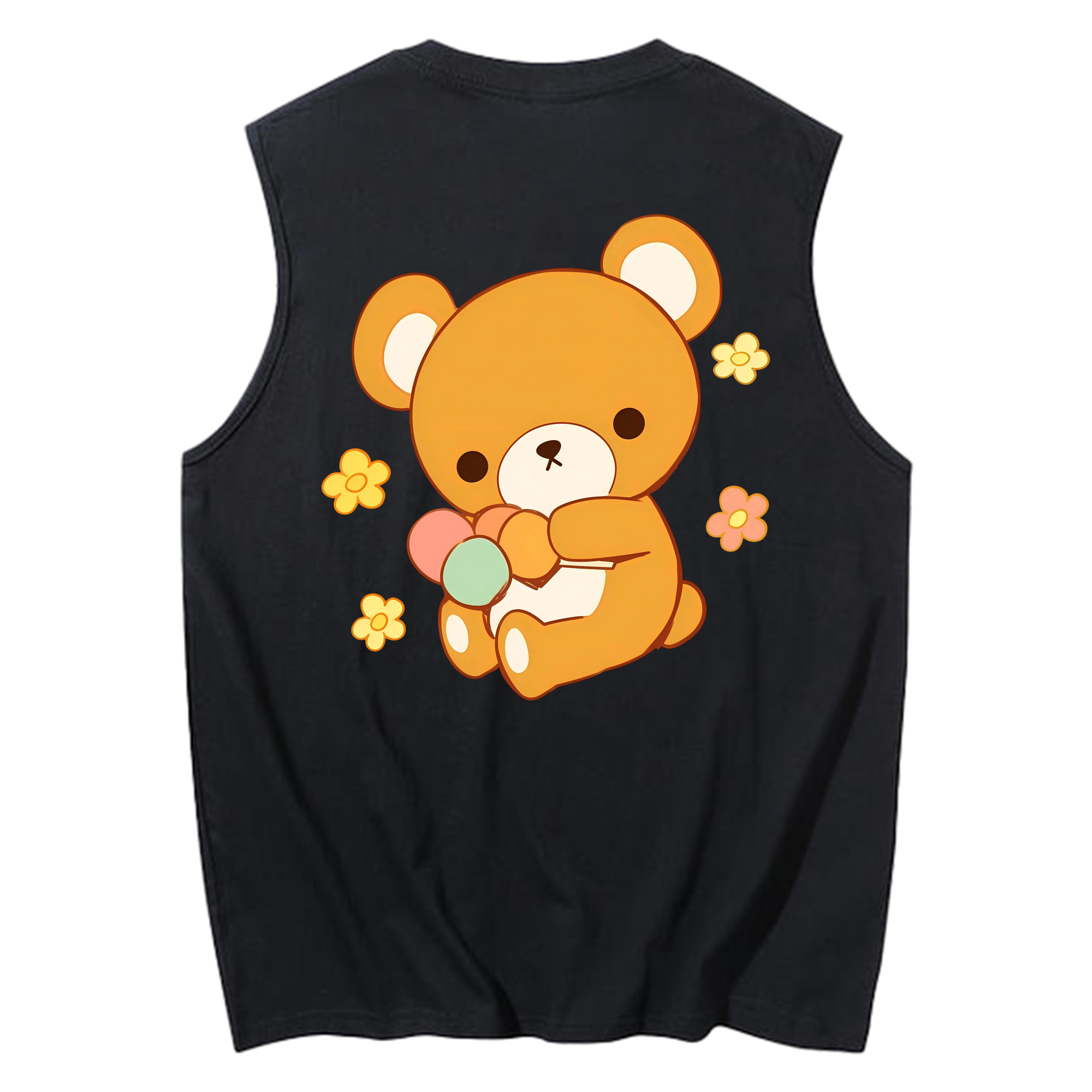 （画像用） リラックマ リラックマ キイロイトリ Rilakkuma Korilakkuma Kiiroitori コットン100％タンクトップ（背面プリント）