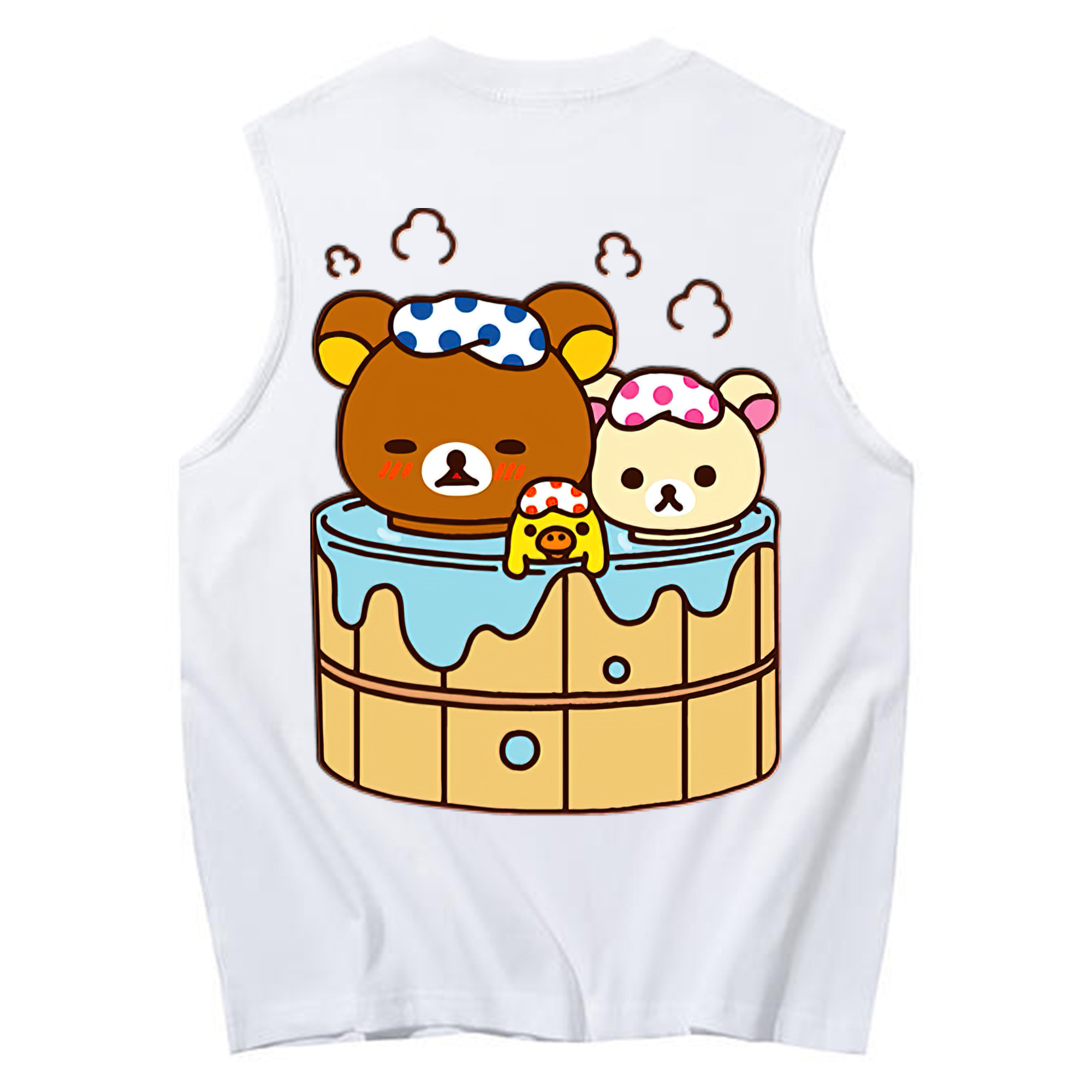 （画像用） リラックマ リラックマ キイロイトリ Rilakkuma Korilakkuma Kiiroitori コットン100％タンクトップ（背面プリント）
