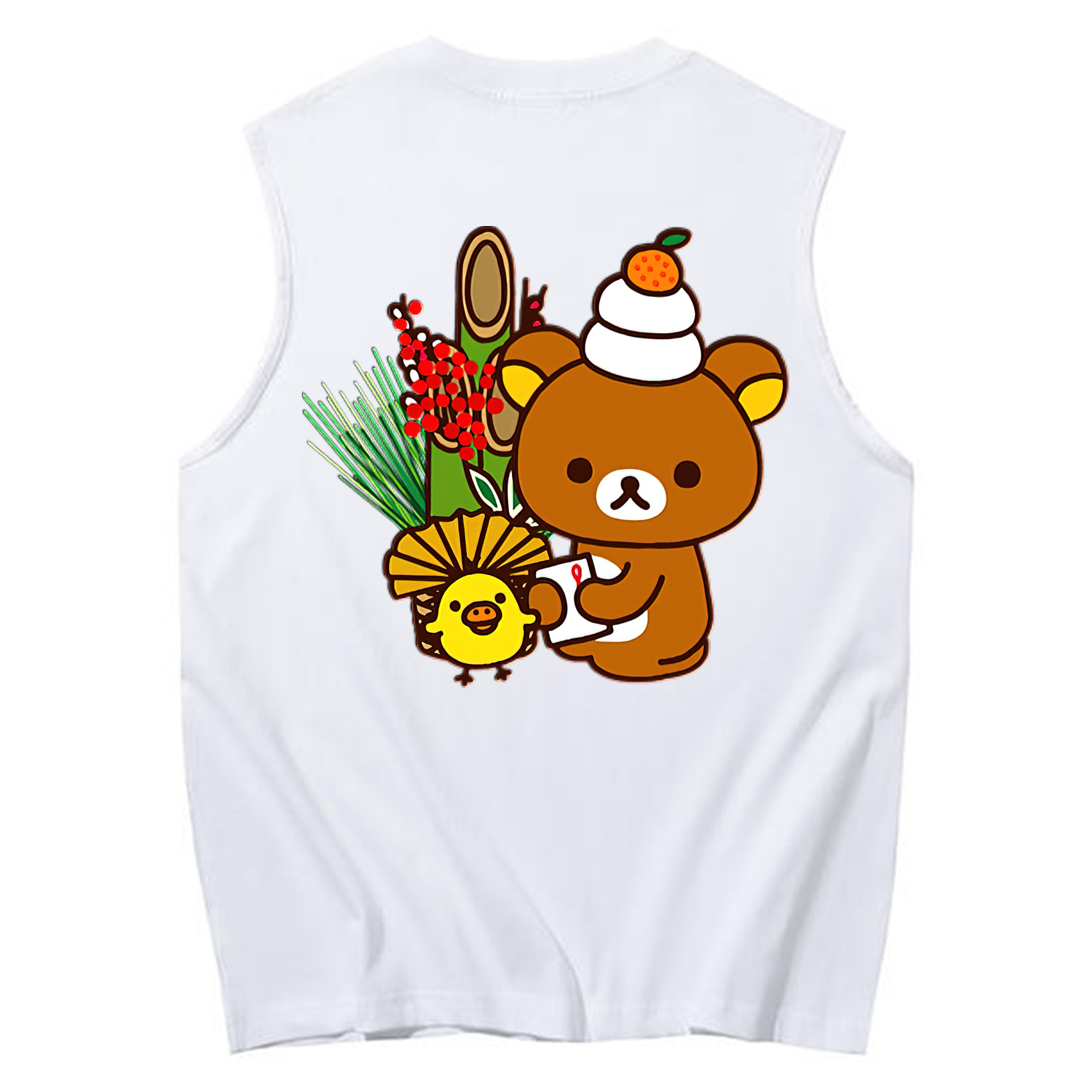 （画像用） リラックマ リラックマ キイロイトリ Rilakkuma Korilakkuma Kiiroitori コットン100％タンクトップ（背面プリント）