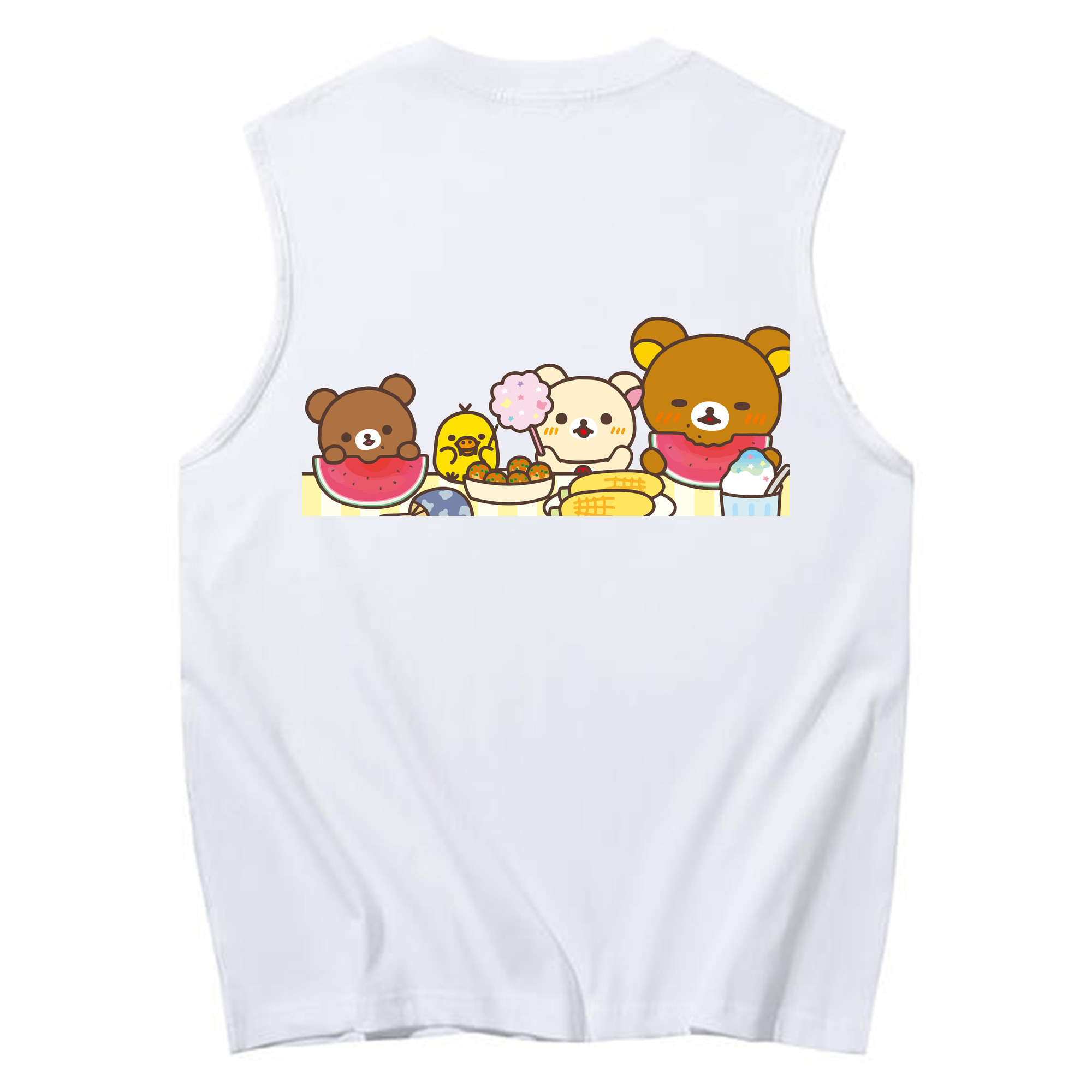 （画像用） リラックマ リラックマ キイロイトリ Rilakkuma Korilakkuma Kiiroitori コットン100％タンクトップ（背面プリント）