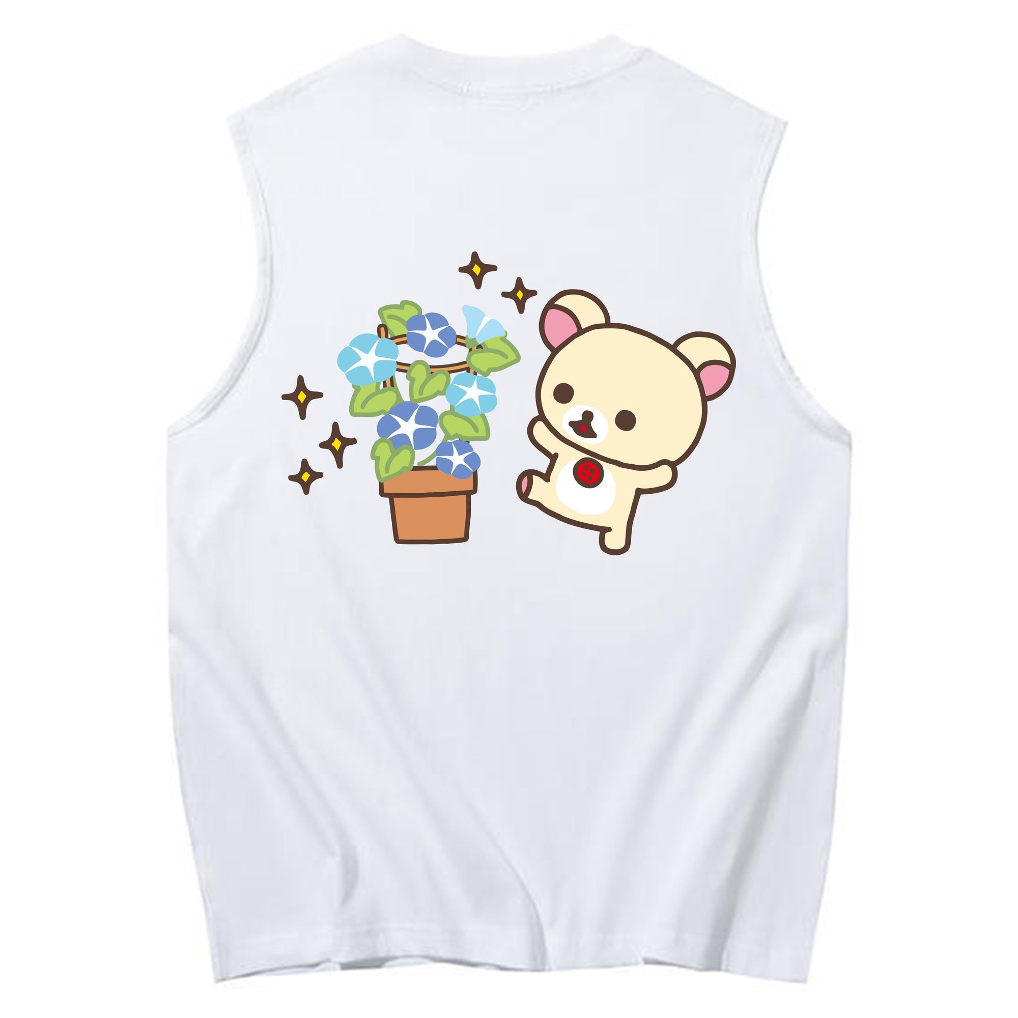 （画像用） リラックマ リラックマ キイロイトリ Rilakkuma Korilakkuma Kiiroitori コットン100％タンクトップ（背面プリント）