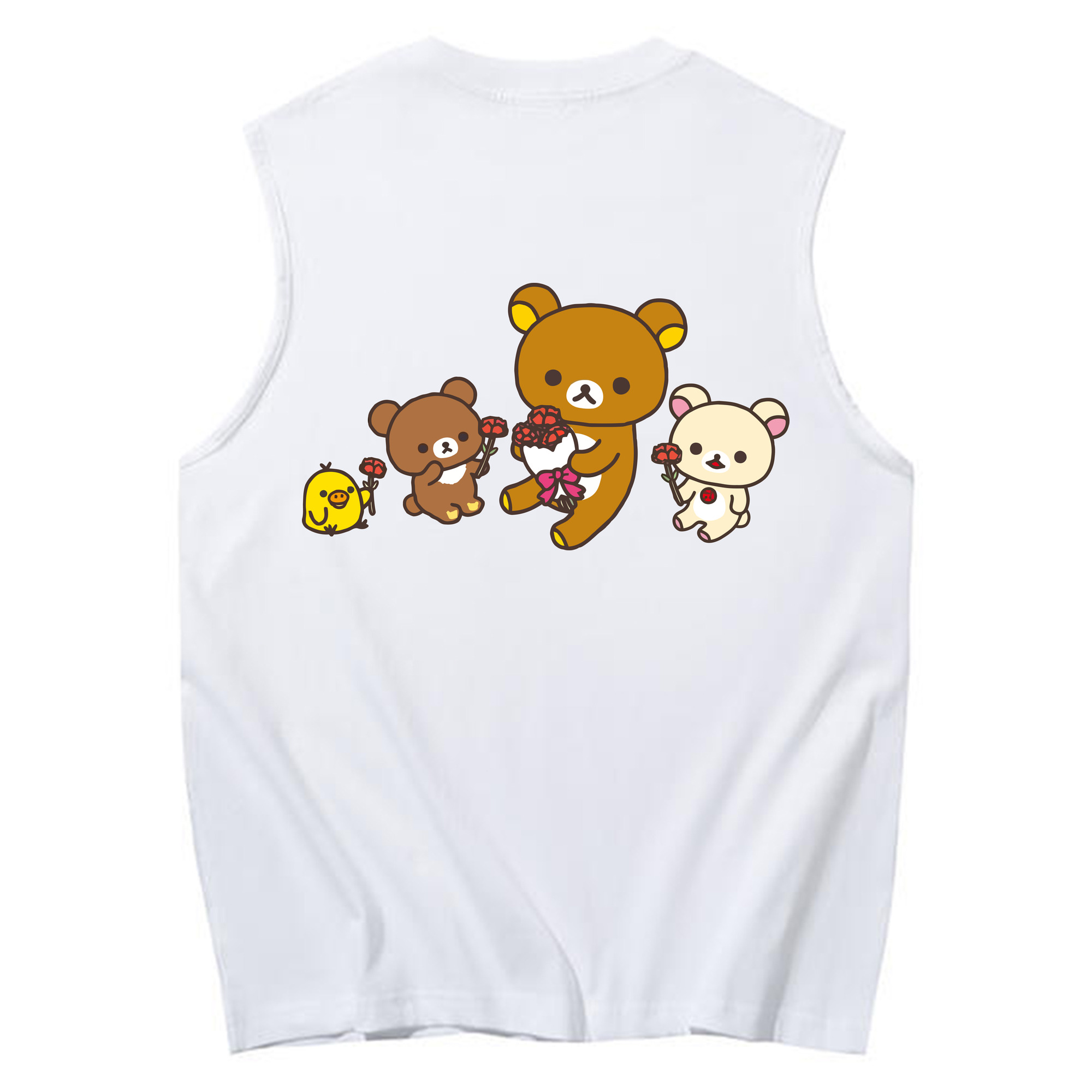 （画像用） リラックマ リラックマ キイロイトリ Rilakkuma Korilakkuma Kiiroitori コットン100％タンクトップ（背面プリント）