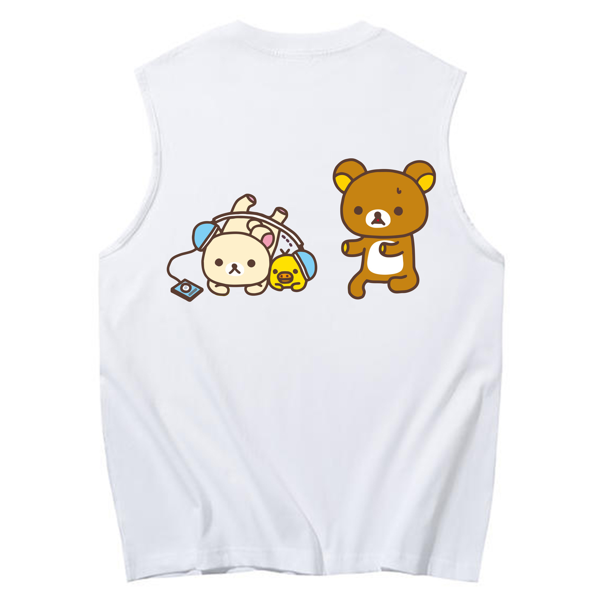 （画像用） リラックマ リラックマ キイロイトリ Rilakkuma Korilakkuma Kiiroitori コットン100％タンクトップ（背面プリント）