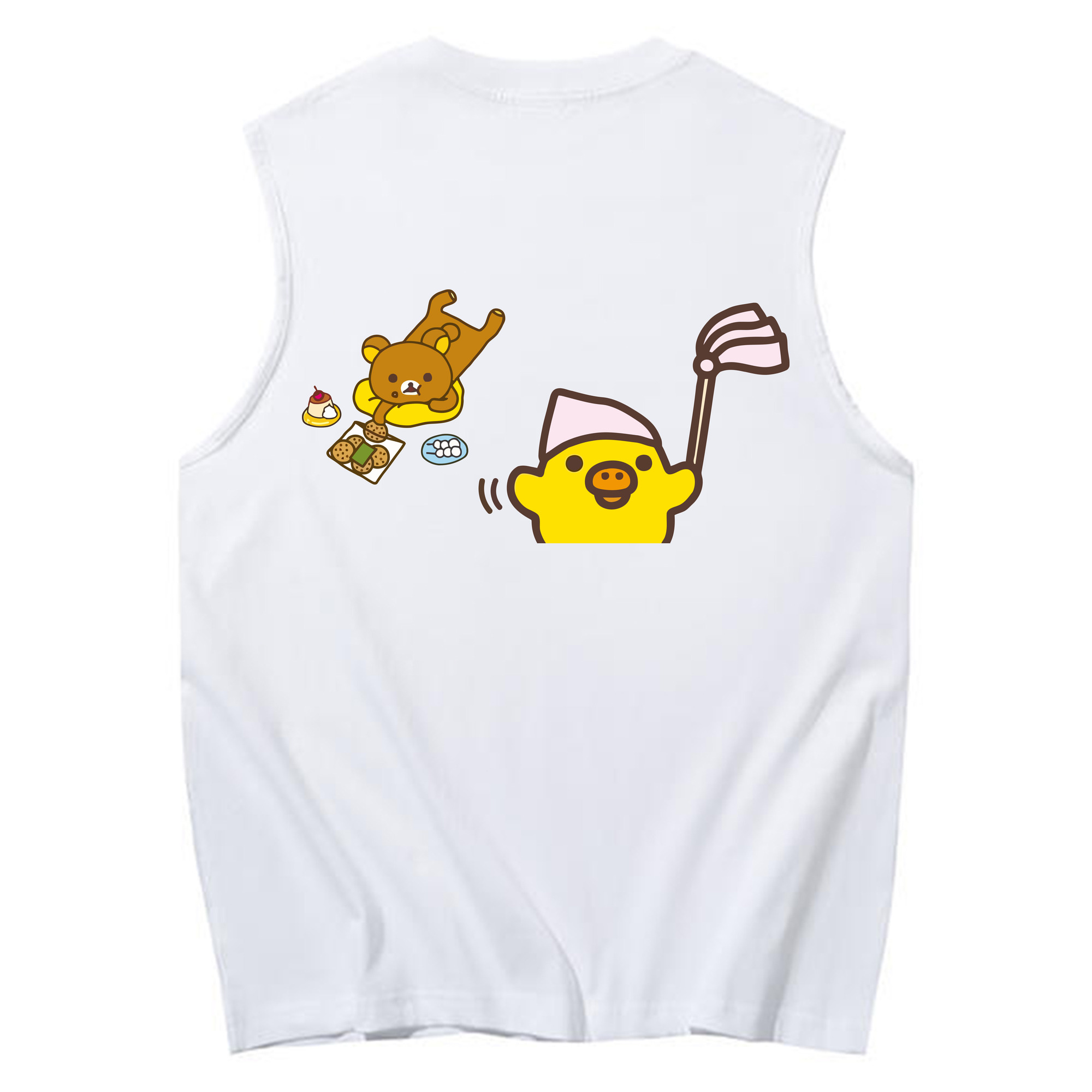 （画像用） リラックマ リラックマ キイロイトリ Rilakkuma Korilakkuma Kiiroitori コットン100％タンクトップ（背面プリント）