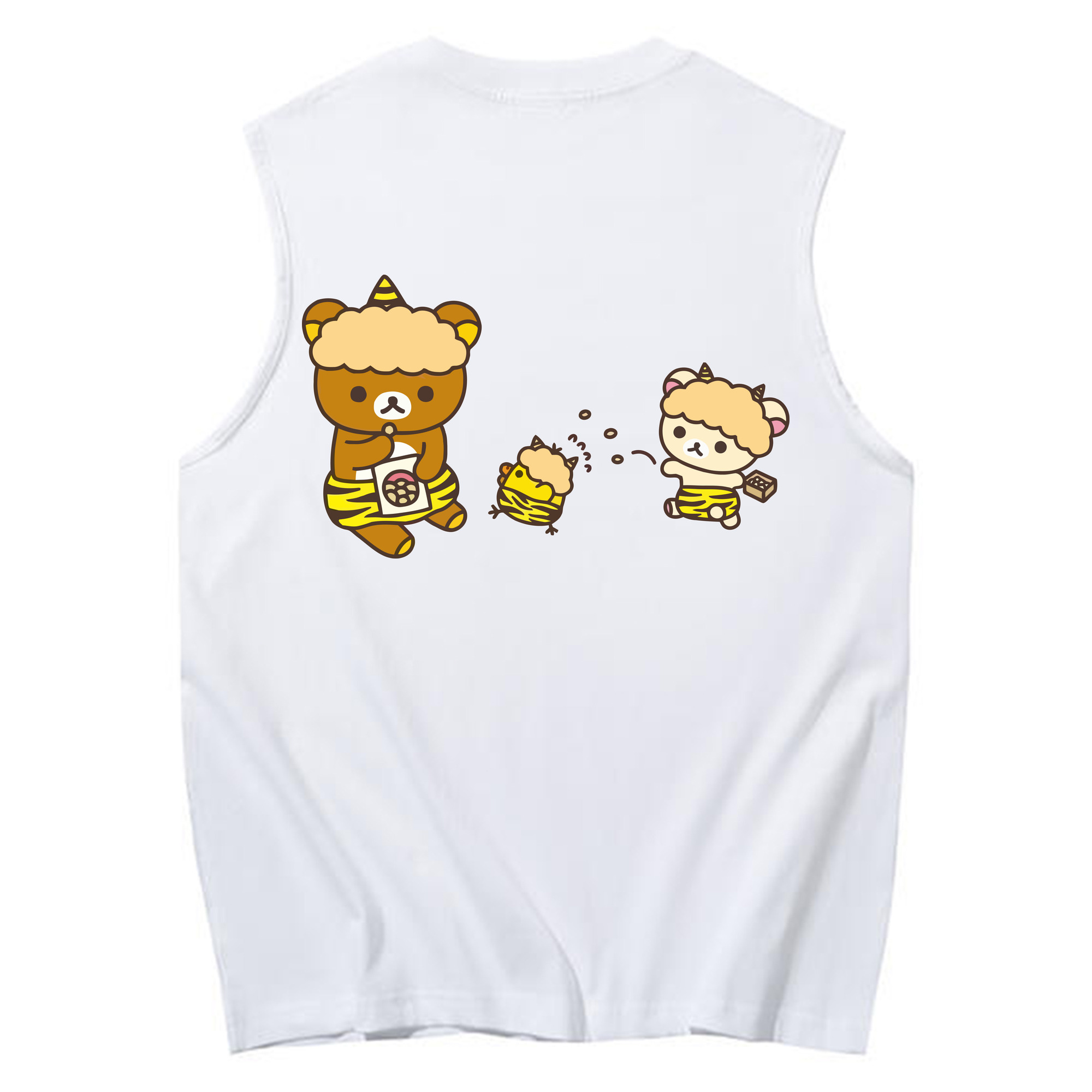 （画像用） リラックマ リラックマ キイロイトリ Rilakkuma Korilakkuma Kiiroitori コットン100％タンクトップ（背面プリント）