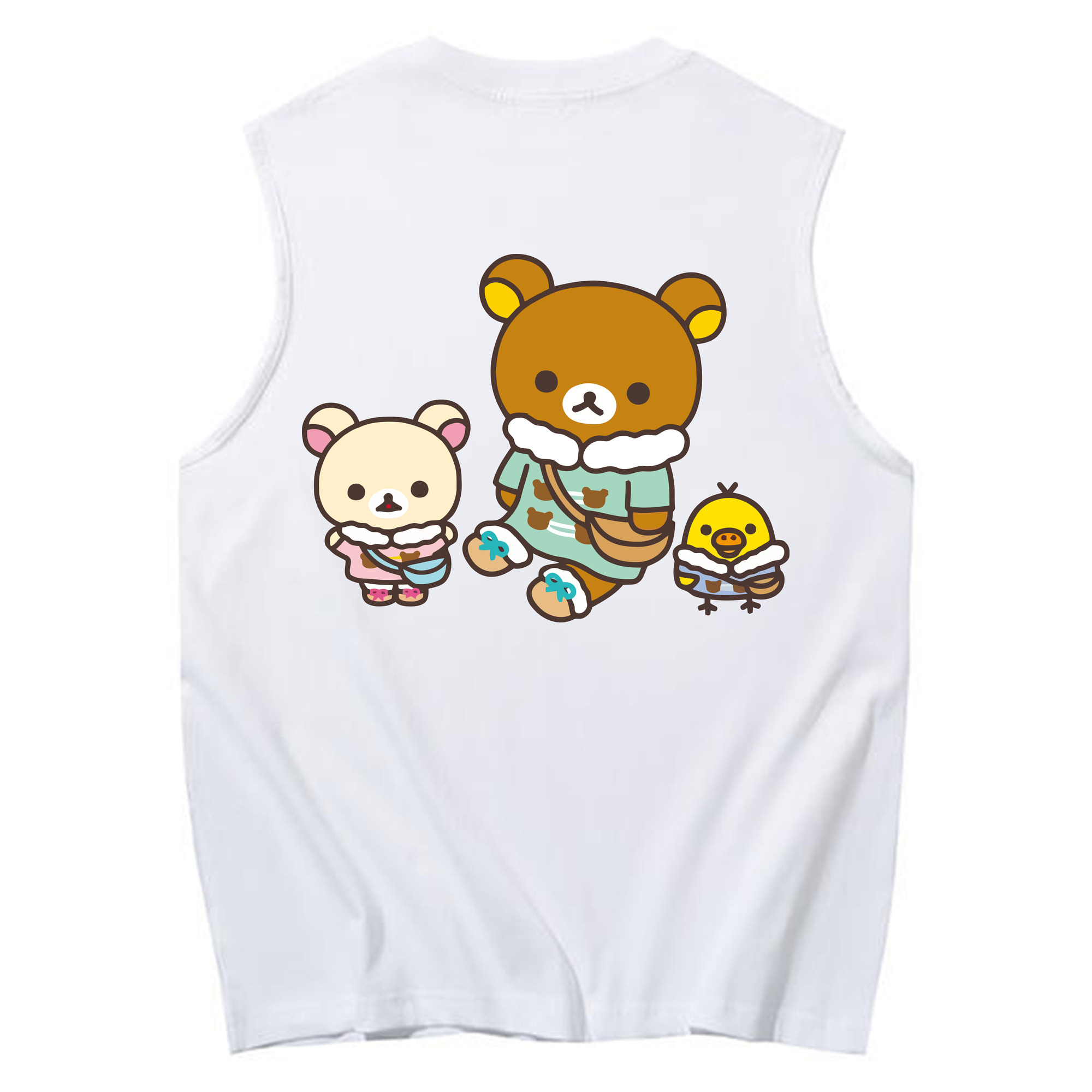 （画像用） リラックマ リラックマ キイロイトリ Rilakkuma Korilakkuma Kiiroitori コットン100％タンクトップ（背面プリント）