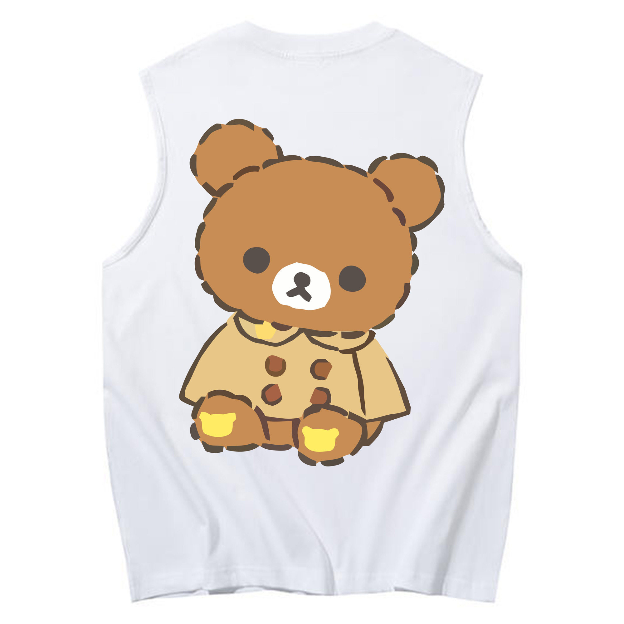（画像用） リラックマ リラックマ キイロイトリ Rilakkuma Korilakkuma Kiiroitori コットン100％タンクトップ（背面プリント）