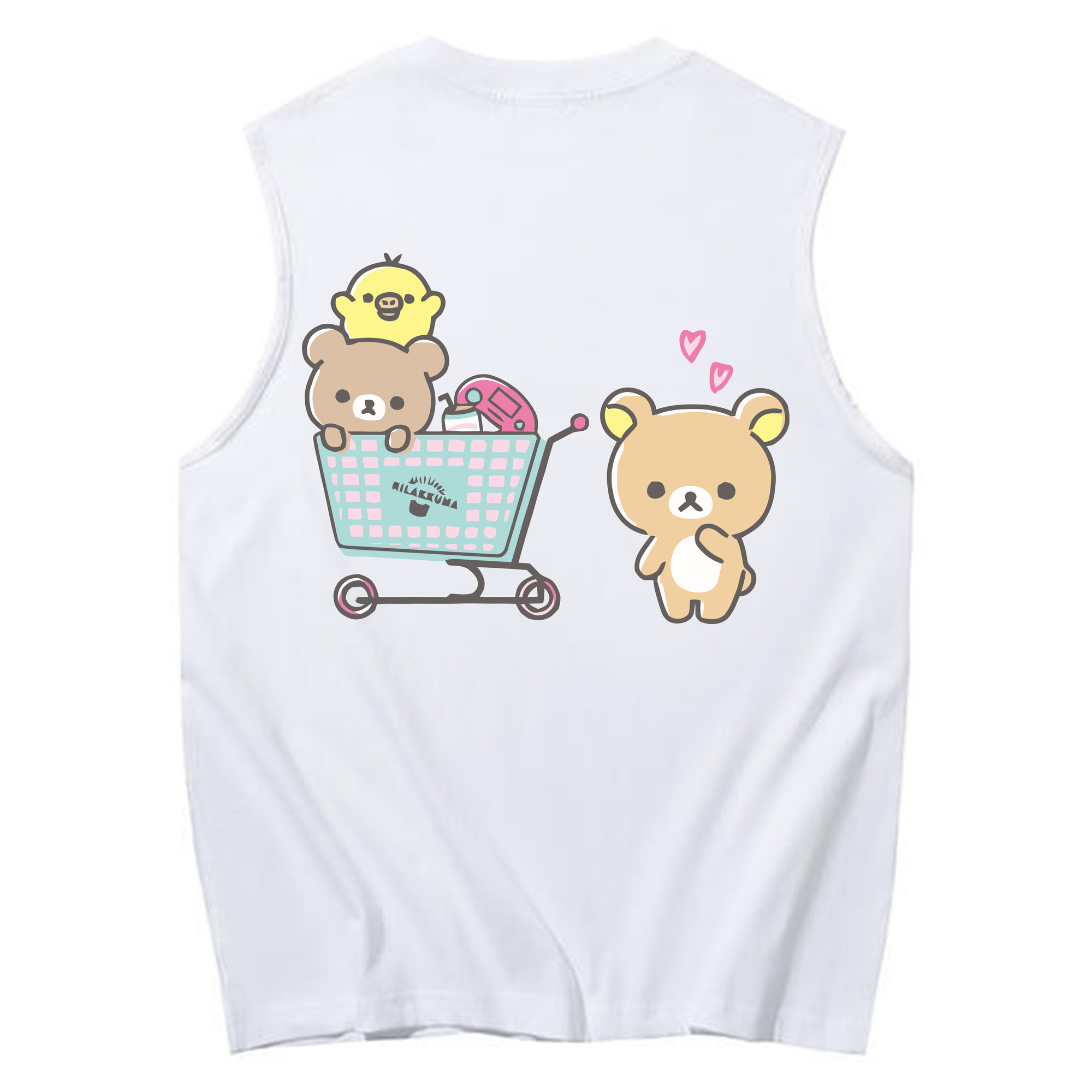（画像用） リラックマ リラックマ キイロイトリ Rilakkuma Korilakkuma Kiiroitori コットン100％タンクトップ（背面プリント）