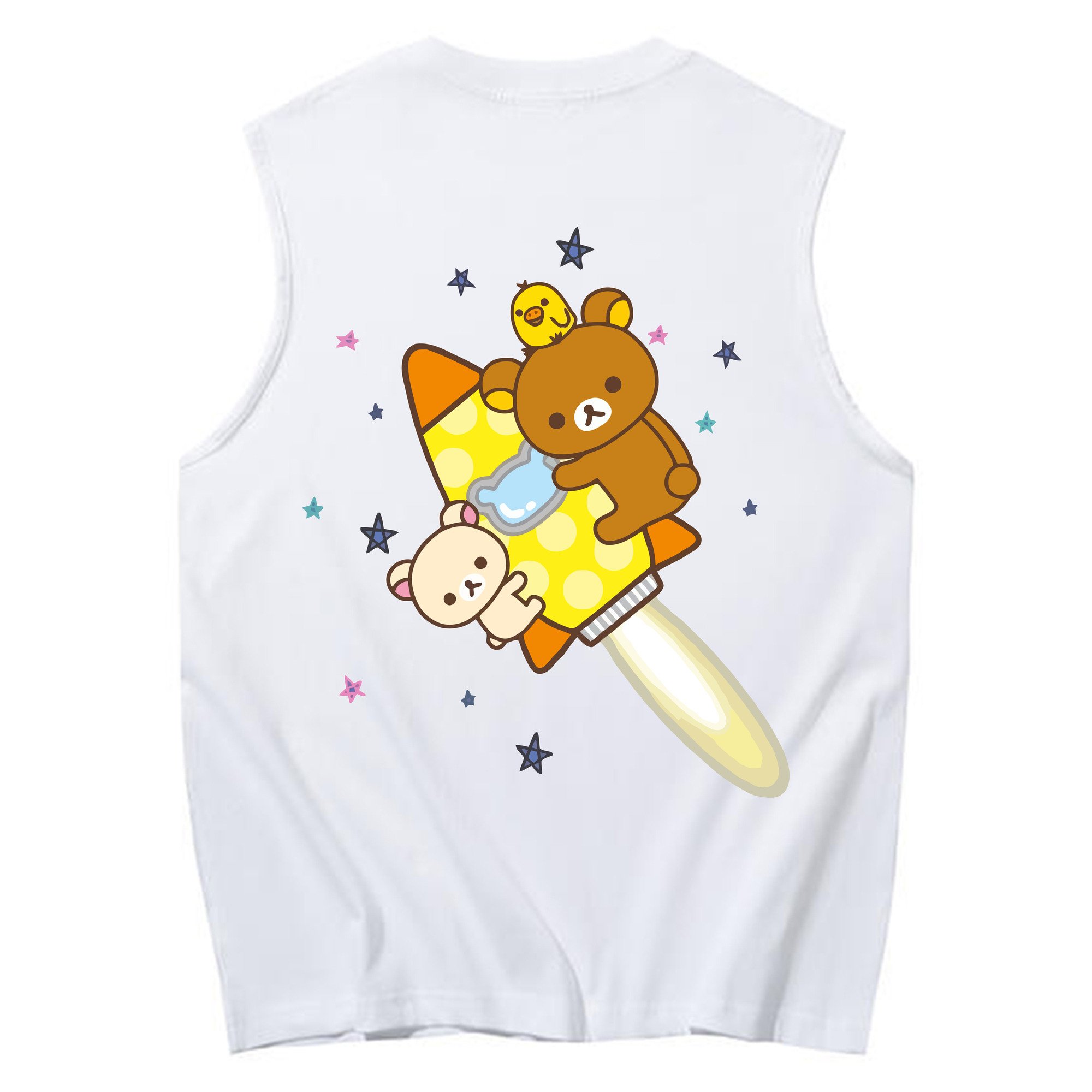 （画像用） リラックマ リラックマ キイロイトリ Rilakkuma Korilakkuma Kiiroitori コットン100％タンクトップ（背面プリント）