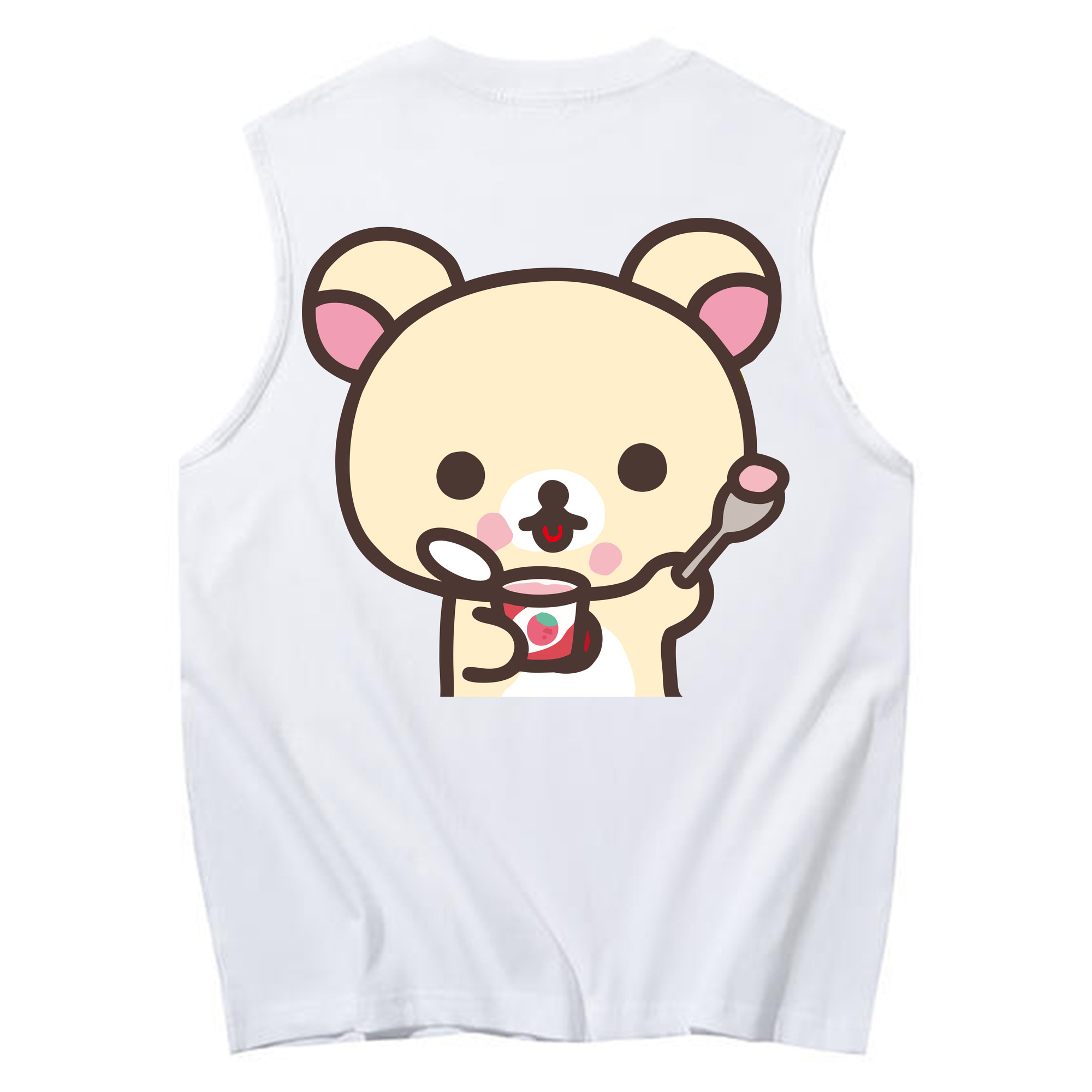 （画像用） リラックマ リラックマ キイロイトリ Rilakkuma Korilakkuma Kiiroitori コットン100％タンクトップ（背面プリント）