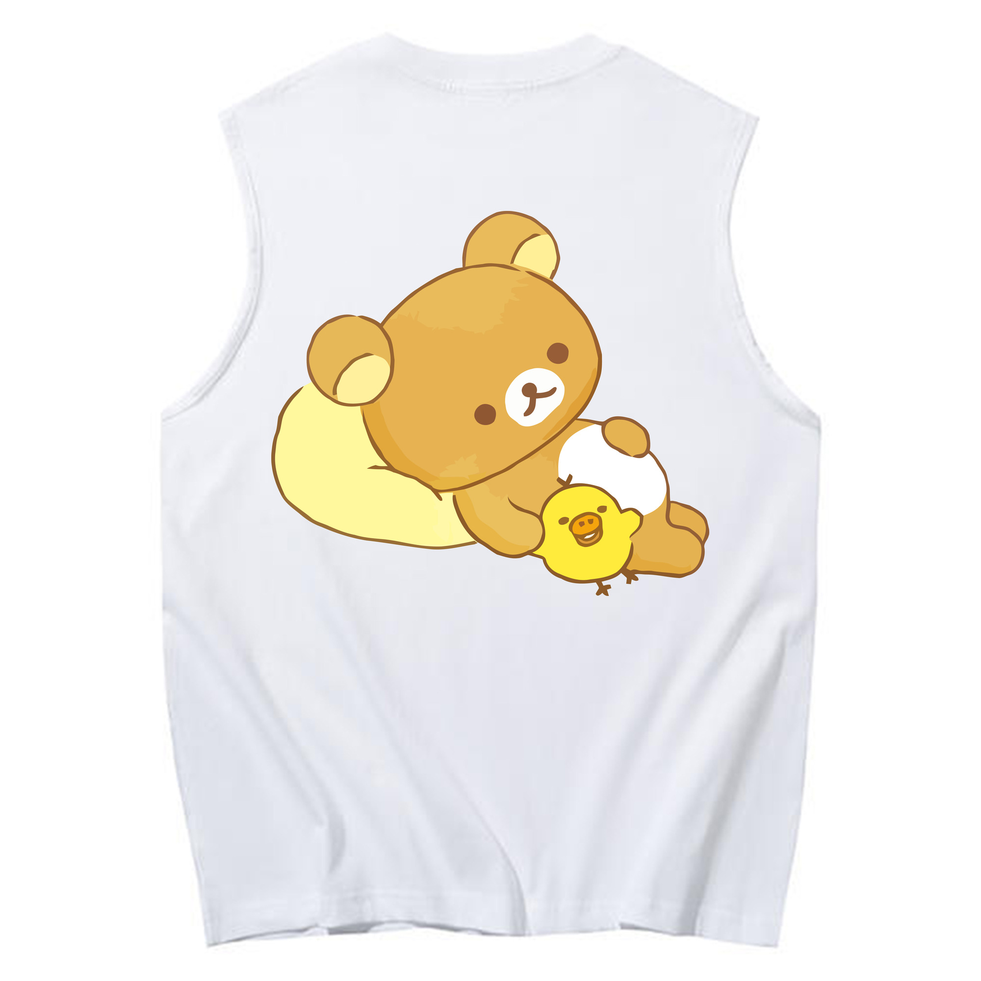 （画像用） リラックマ リラックマ キイロイトリ Rilakkuma Korilakkuma Kiiroitori コットン100％タンクトップ（背面プリント）