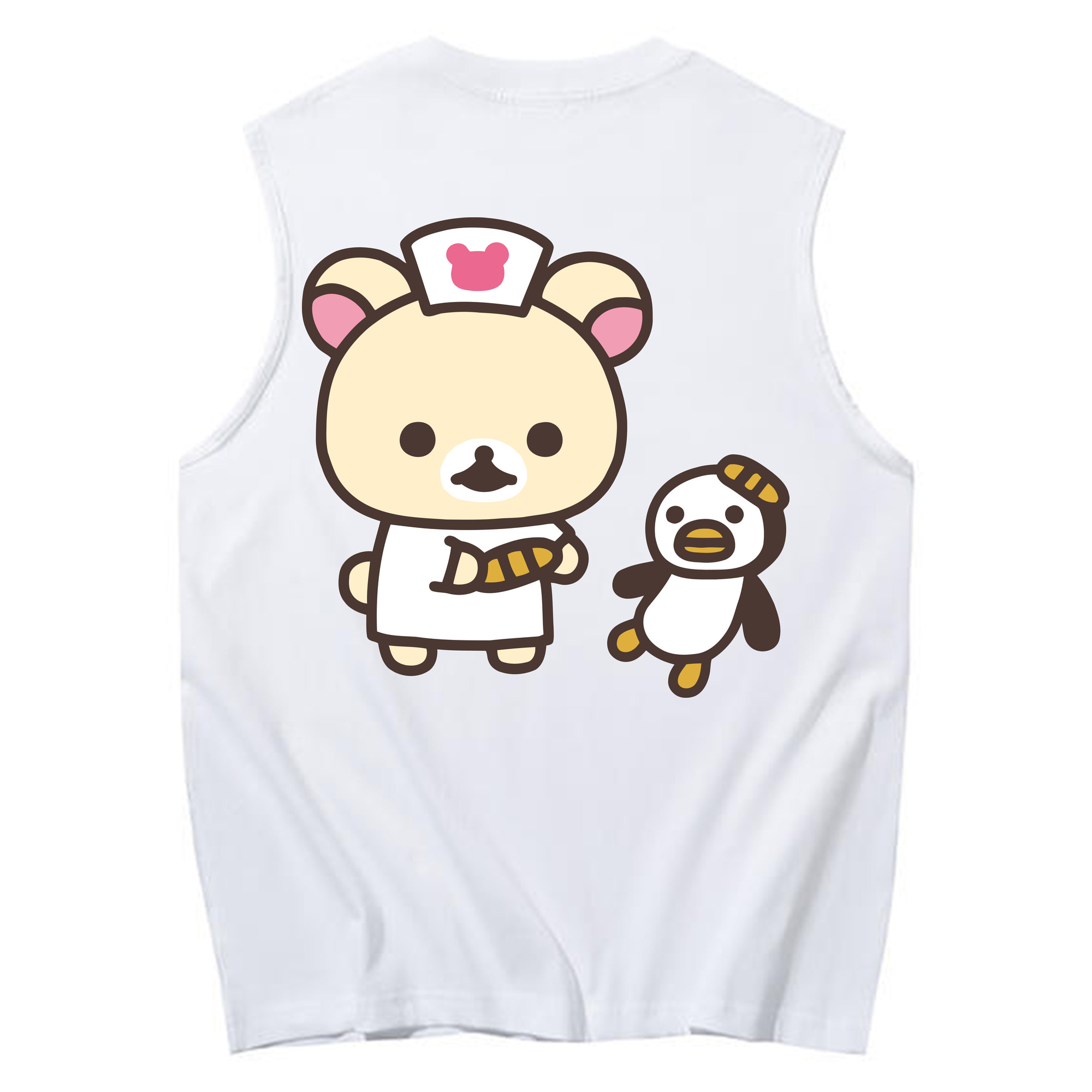 （画像用） リラックマ リラックマ キイロイトリ Rilakkuma Korilakkuma Kiiroitori コットン100％タンクトップ（背面プリント）
