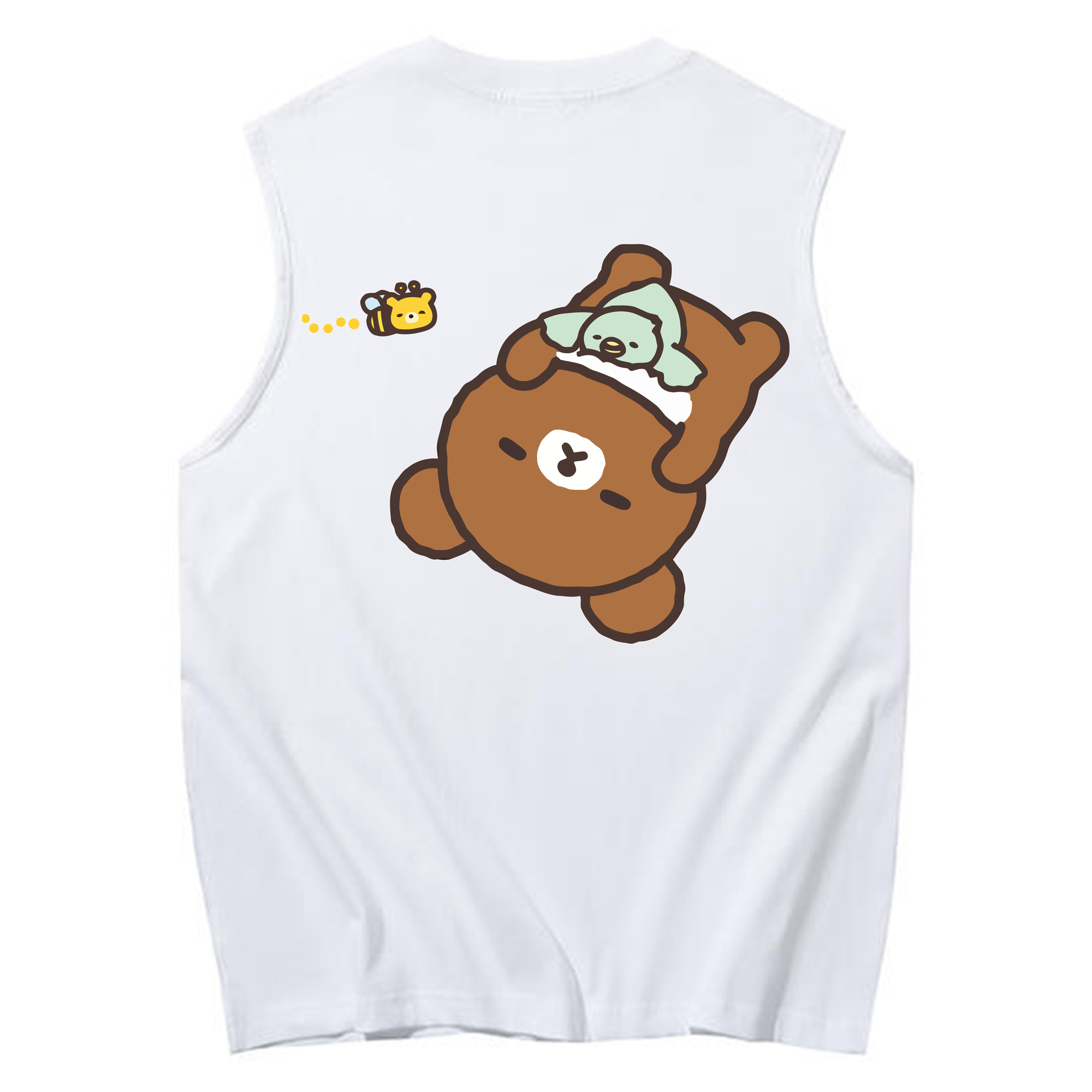 （画像用） リラックマ リラックマ キイロイトリ Rilakkuma Korilakkuma Kiiroitori コットン100％タンクトップ（背面プリント）