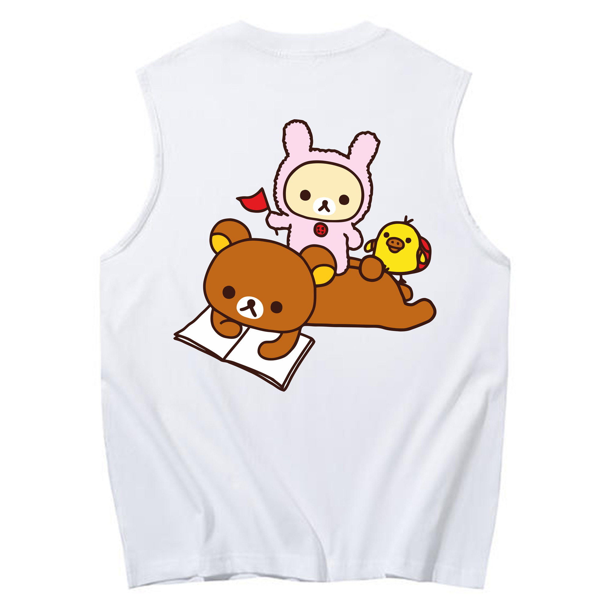 （画像用） リラックマ リラックマ キイロイトリ Rilakkuma Korilakkuma Kiiroitori コットン100％タンクトップ（背面プリント）