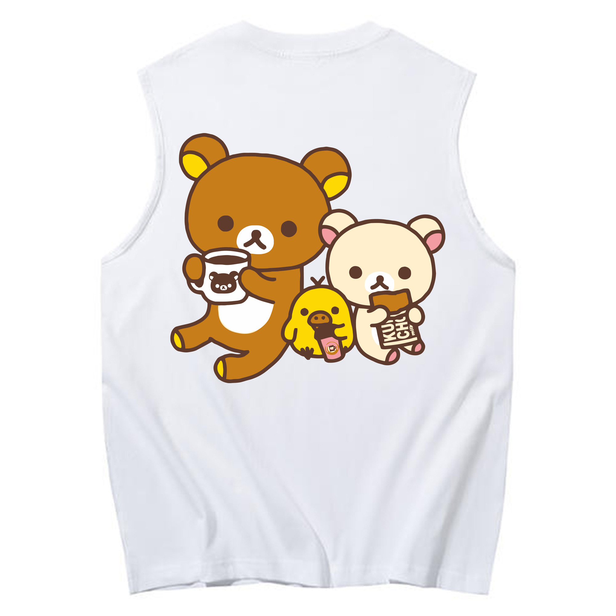 （画像用） リラックマ リラックマ キイロイトリ Rilakkuma Korilakkuma Kiiroitori コットン100％タンクトップ（背面プリント）