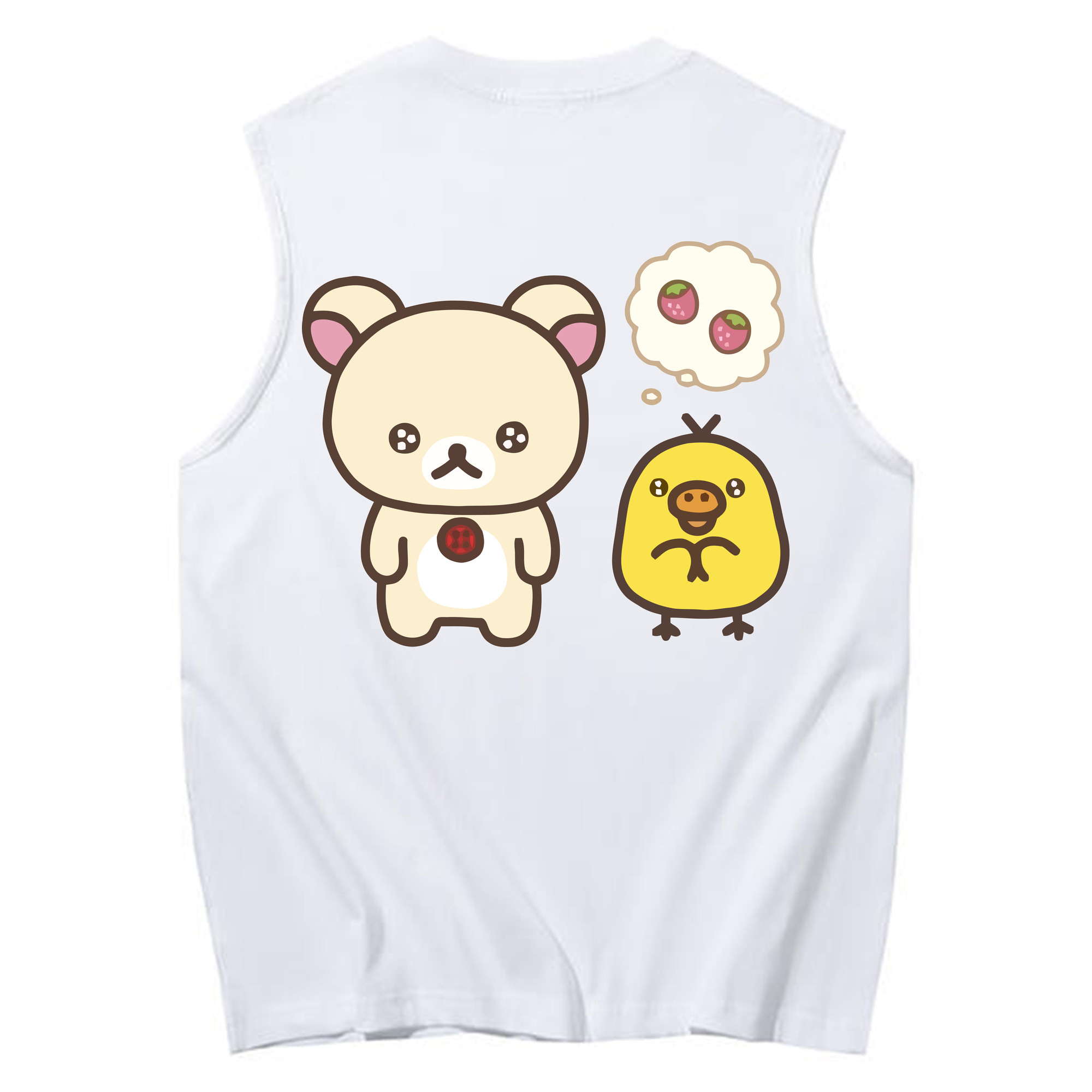 （画像用） リラックマ リラックマ キイロイトリ Rilakkuma Korilakkuma Kiiroitori コットン100％タンクトップ（背面プリント）