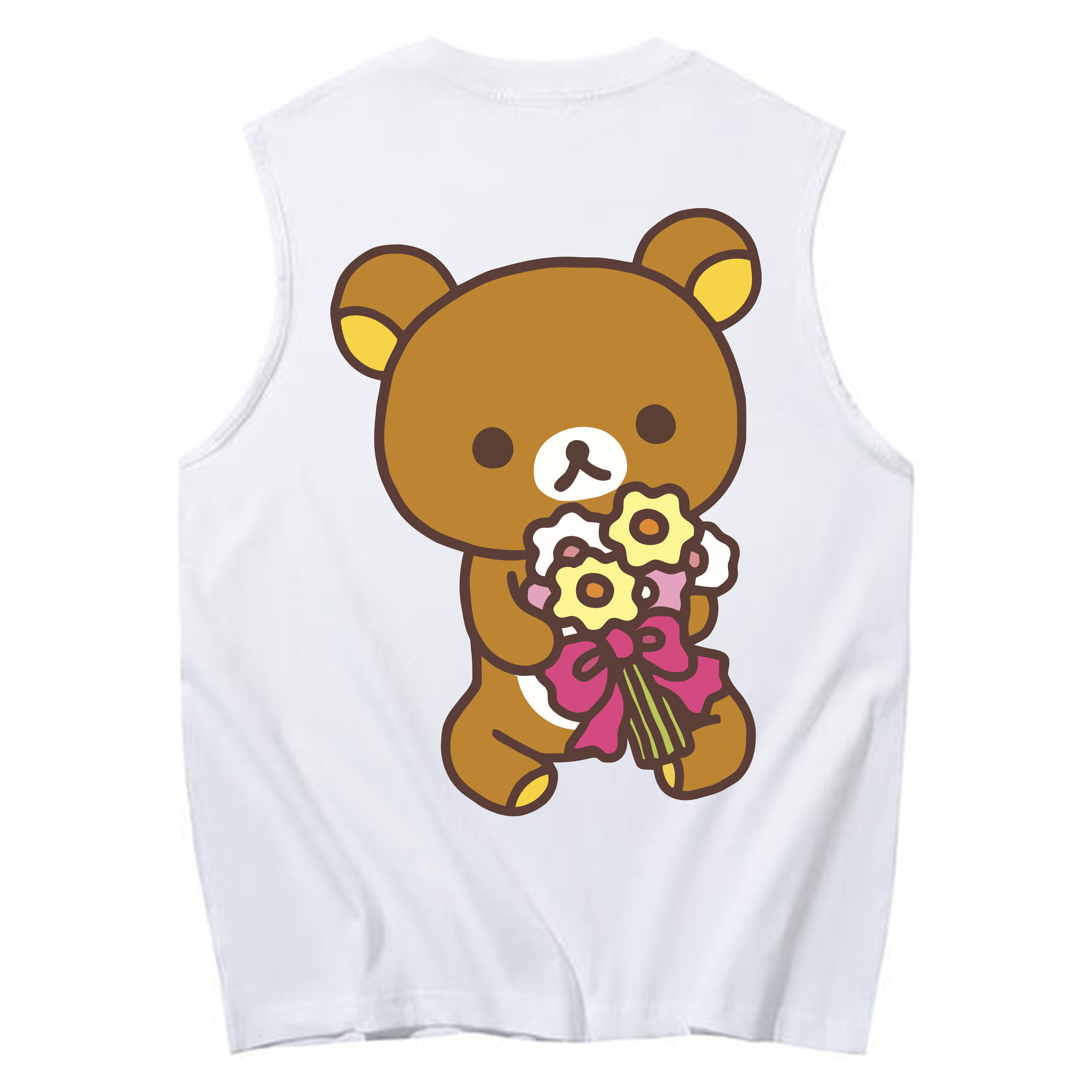 （画像用） リラックマ リラックマ キイロイトリ Rilakkuma Korilakkuma Kiiroitori コットン100％タンクトップ（背面プリント）