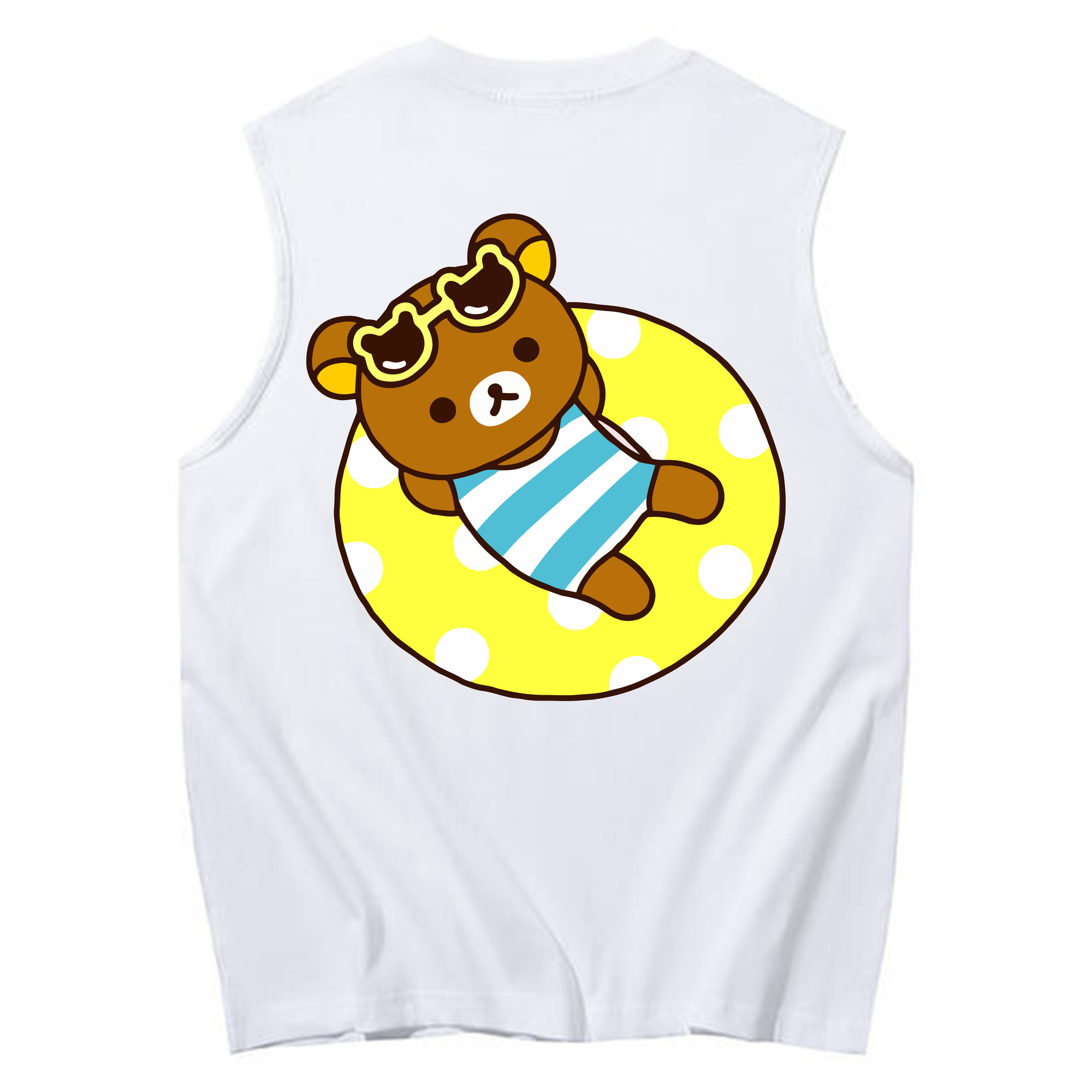 （画像用） リラックマ リラックマ キイロイトリ Rilakkuma Korilakkuma Kiiroitori コットン100％タンクトップ（背面プリント）